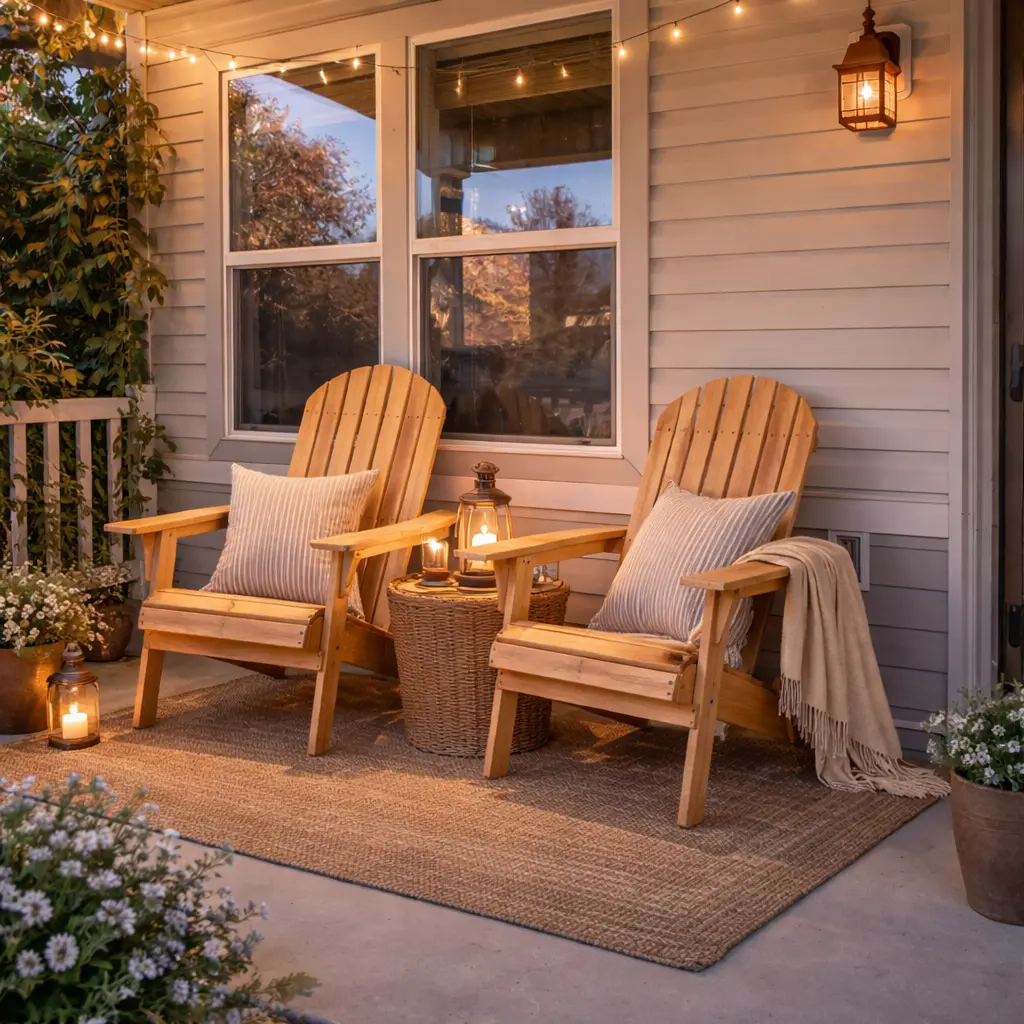 2026 Upgrade Folding Adirondack Chair Set of 2 Outdoor Solid Wood Garden Chair Weather Resistant