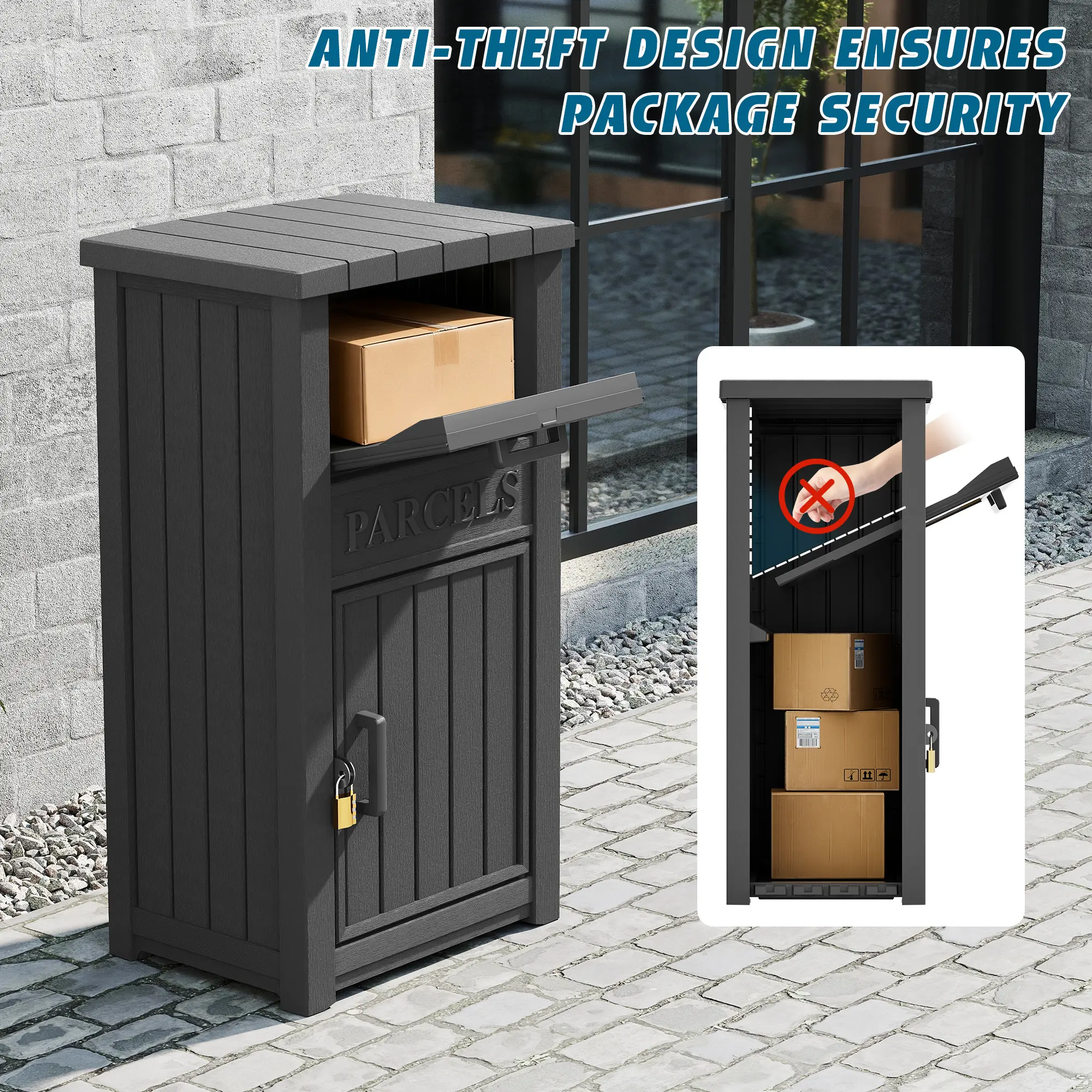 Anti-Theft Lockable Storage Box – Waterproof Outdoor Package Delivery Box with Large Secure Capacity