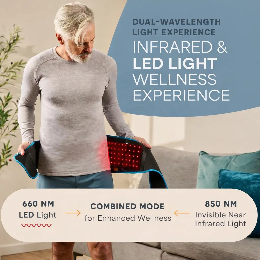 Red Light Therapy Belt – 660nm Red & 850nm NIR LEDs, Portable Wraparound Design with Remote Control