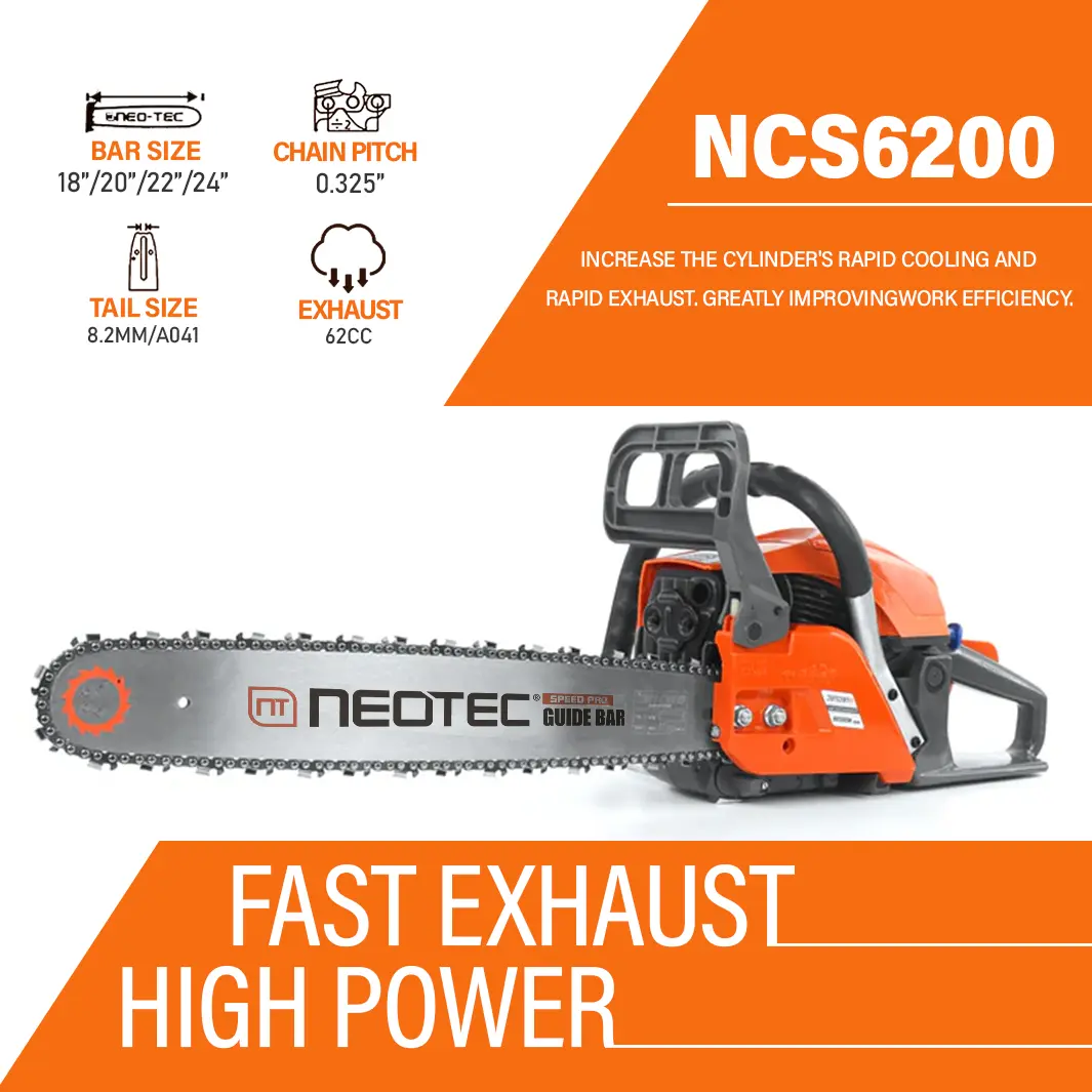 58cc/62cc Gas-Powered Chainsaw with 25:1 Gas/Oil Mix, Lightweight Portable Design for Easy Cutting Wood in Outdoor Garden