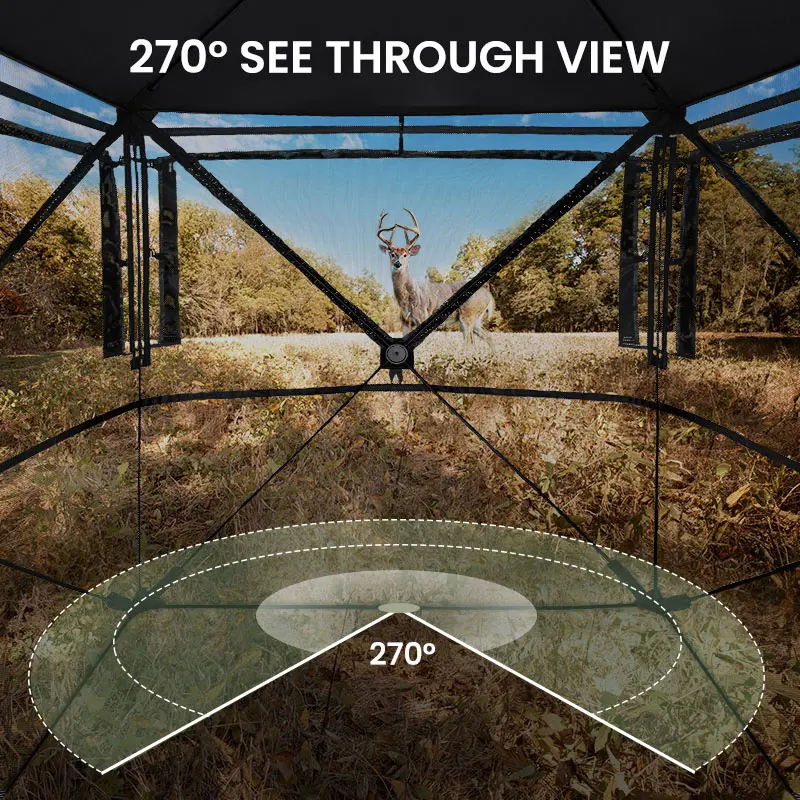 270° See-Through  Blind – Pop-Up Ground Deer Blind Tent for 1–6 Persons