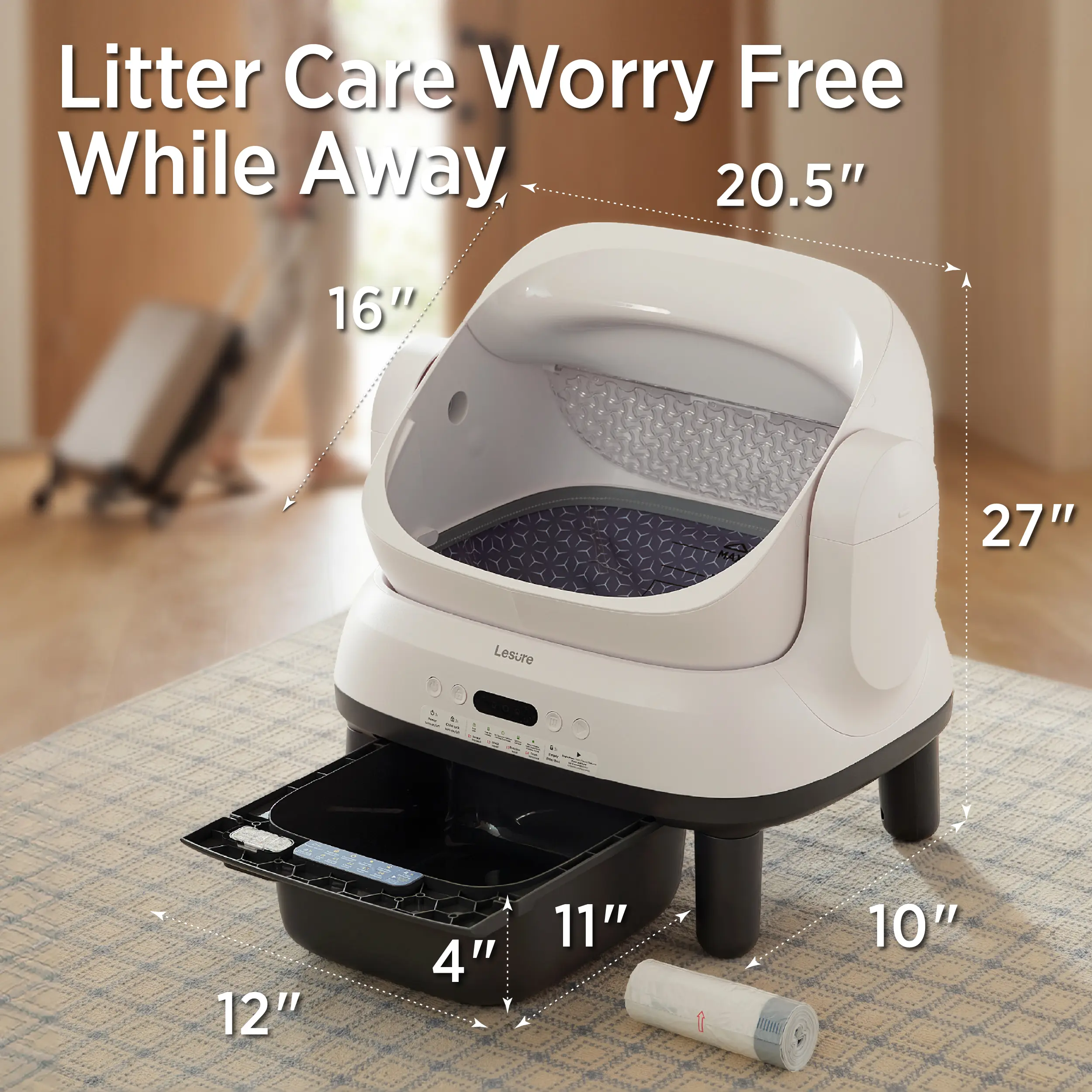 Self-Cleaning Cat Litter Box – App-Controlled Automatic Scooper with Odor Control, Safety Sensors & Waste Bags Included