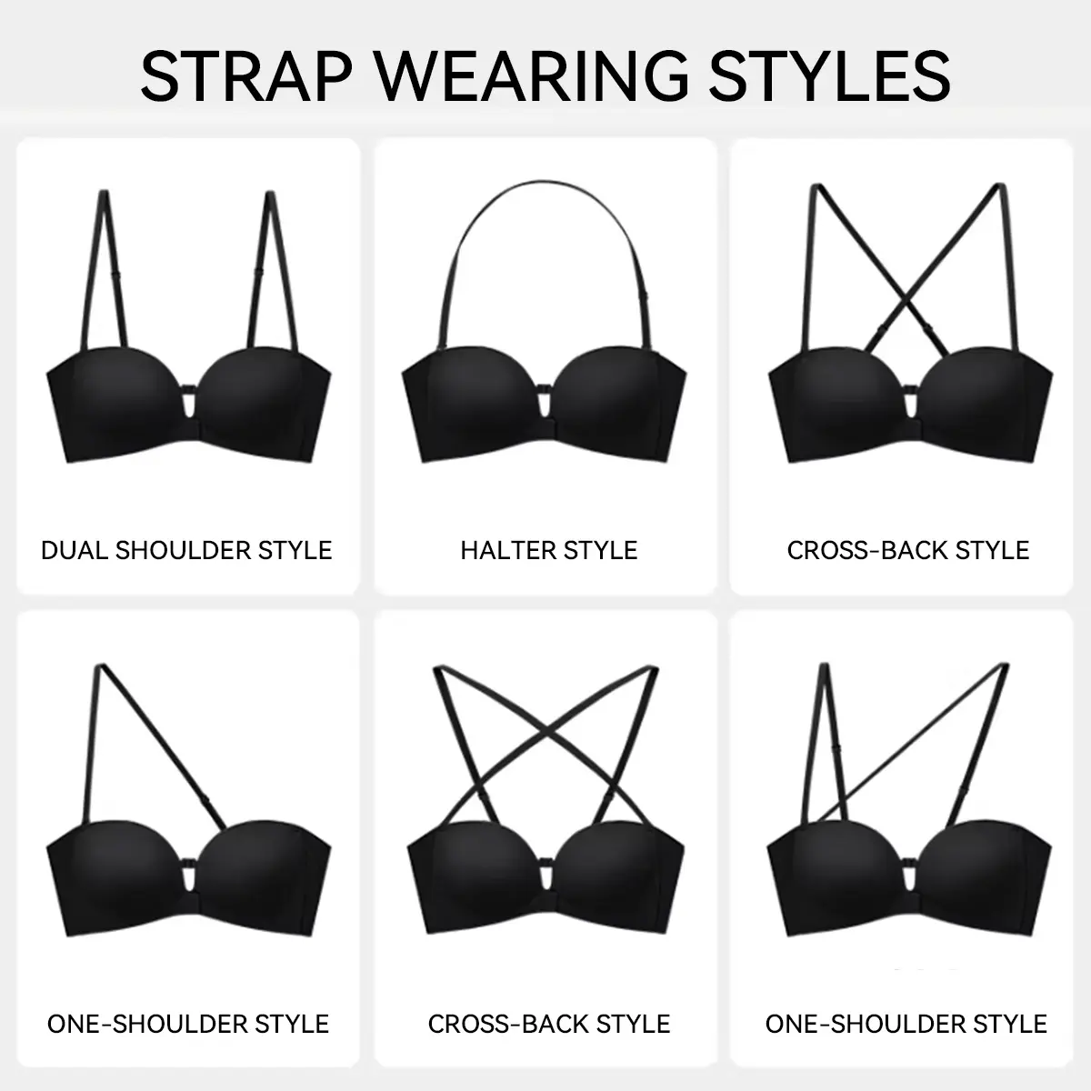 Womens Strapless Front Closure Bra Push Up Lift Bra Padded Add Cup Non Slip Anti-Slip Grip Wireless Supportive  Seamless Comfortable Tube Jelly Bra A B C Cup