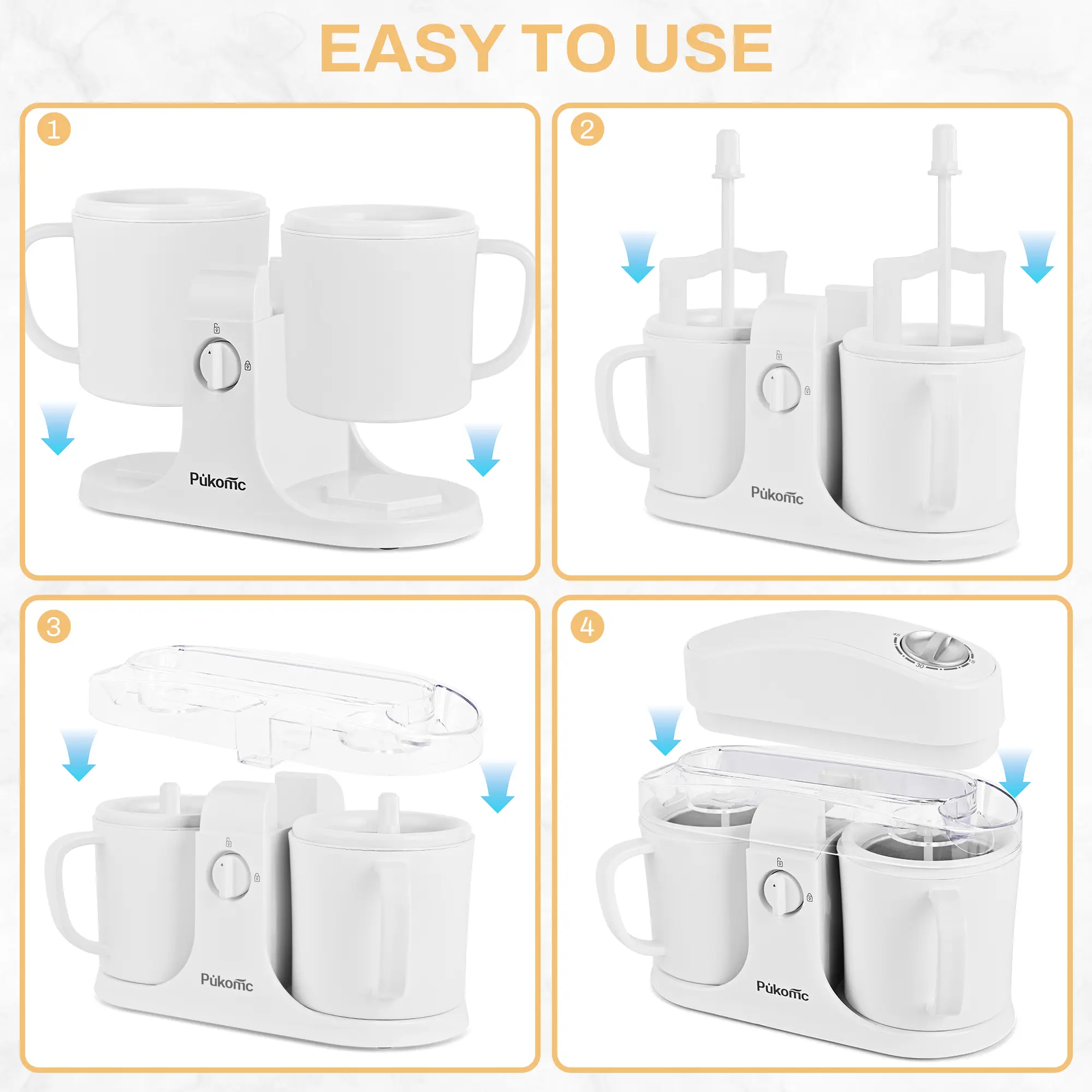 Ice Cream Maker Machine for Home Use with Two Ice Cream Bowls Simple Operation Easy to Clean White Easy Fast Use Perfect Dessert,The best Christmas New Year gift