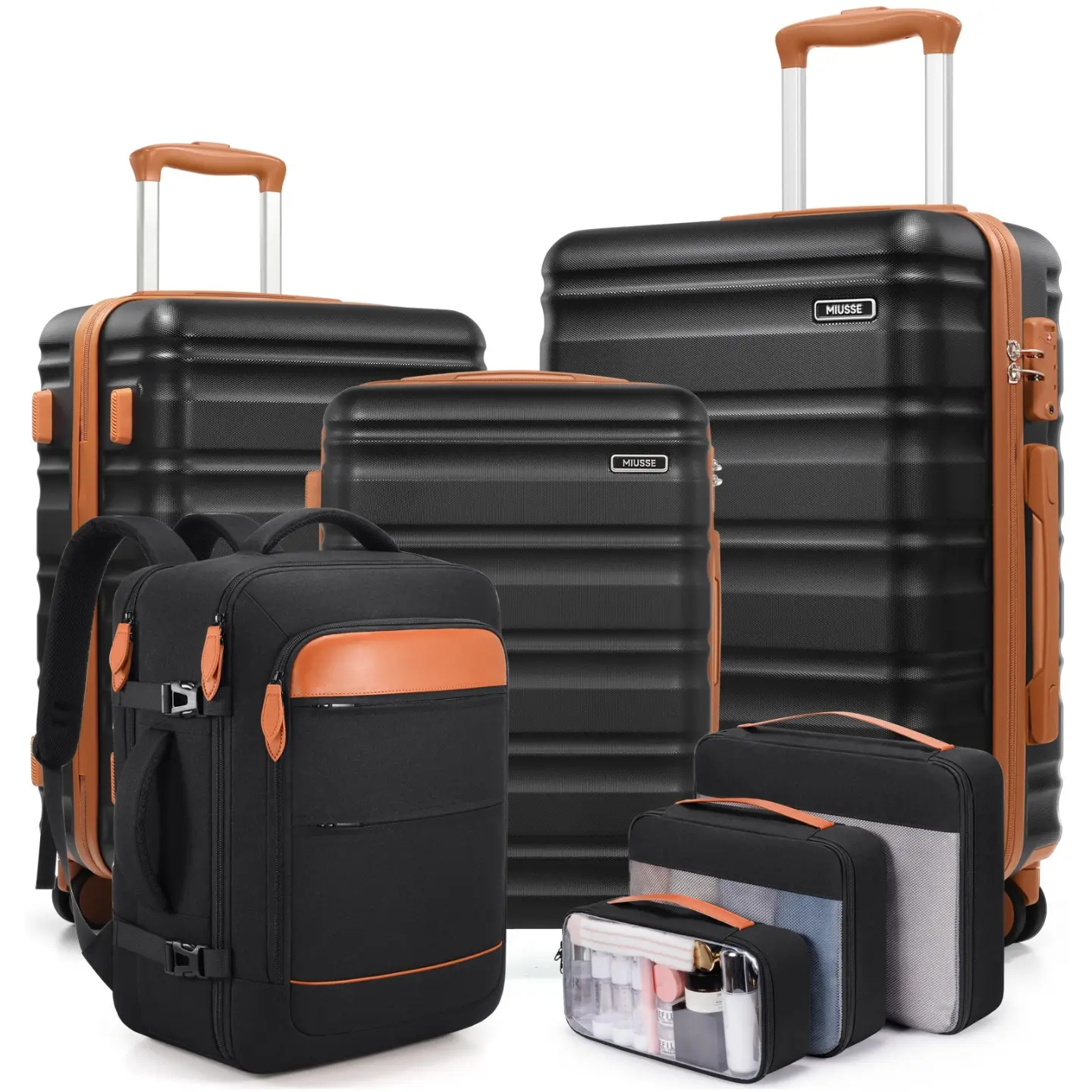 Piece Lightweight Durable Hardside Luggage Set - 20/24/28-Inch Spinner Suitcases with TSA Lock, YKK Zipper Carry-On, Travel Backpack, 3 Packing Cubes for Summer Travel, Outdoor Fun, Lightweight Durable Luggage