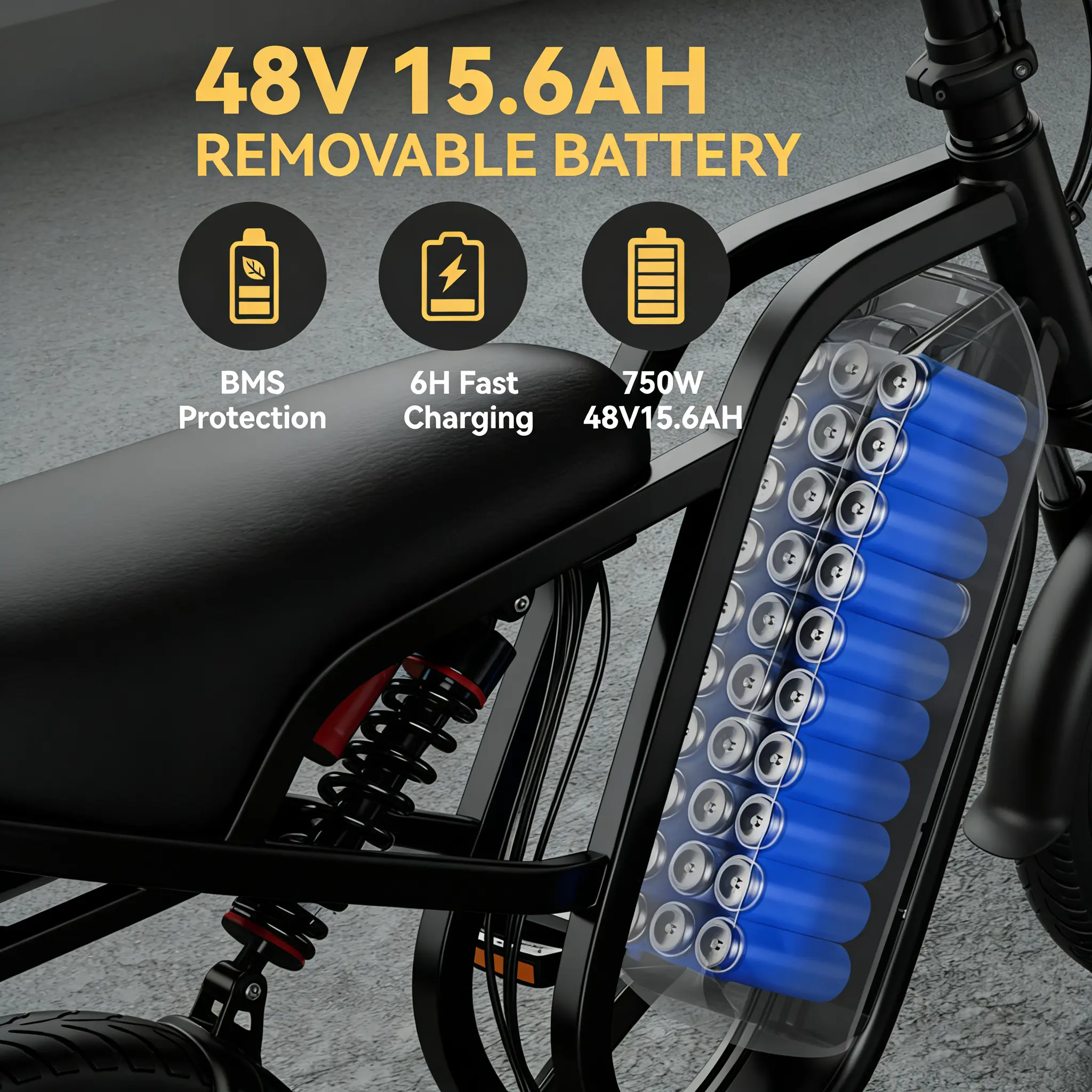 1500W Peak Electric Bike – 34MPH, 40–70 Mile Range, Fat Tires, Dual Suspension & Removable Battery for All-Terrain Riding