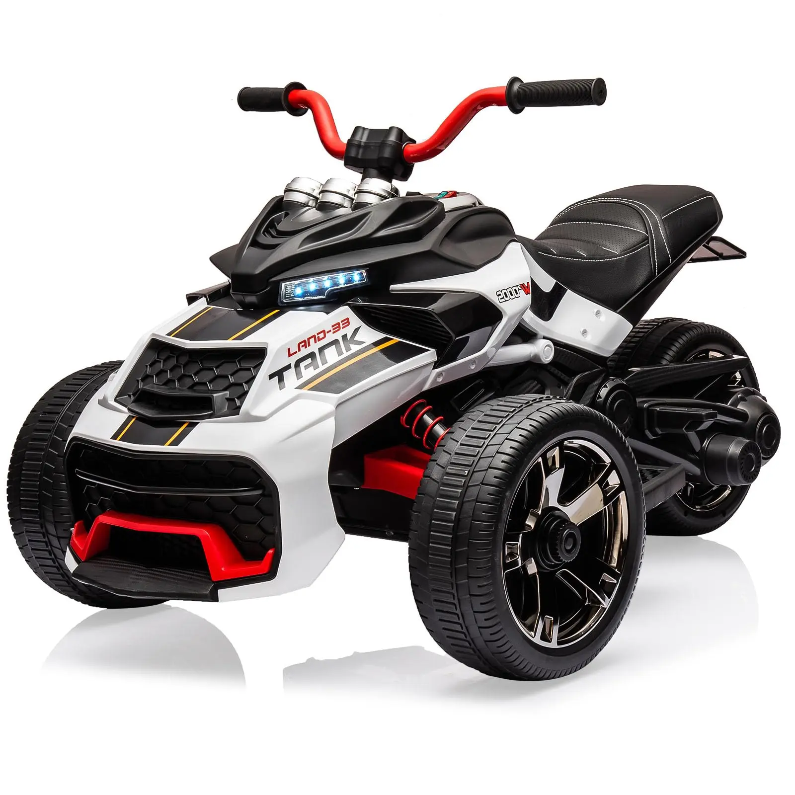 12V Electric 3-Wheel Ride-On Vehicle – Dual Motors, LED Lights, Music & USB, Fun for Kids Ages 3–7