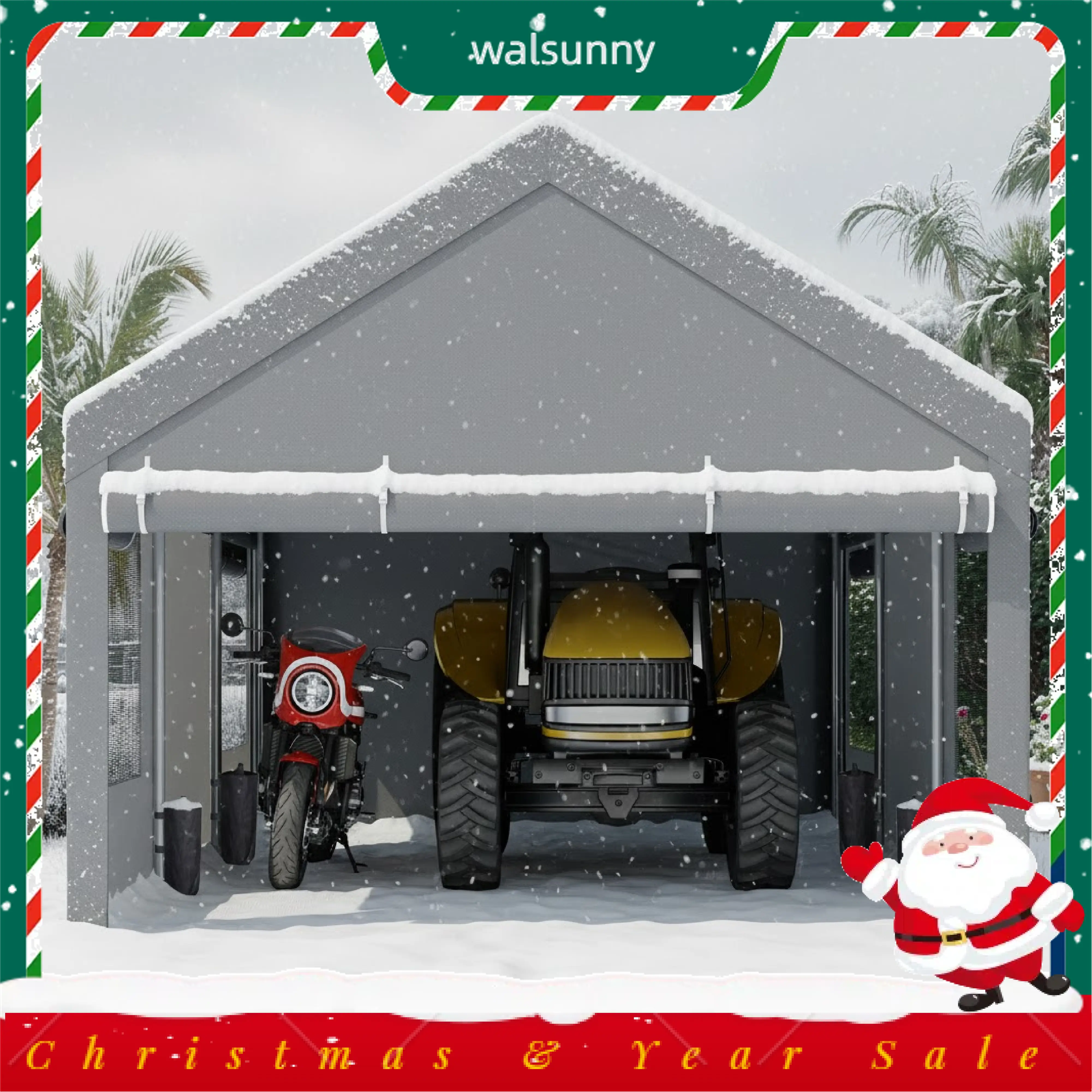 Carport 12x20ft Outdoor Car Canopy Portable Garage, Heavy Duty Shed Tent Port with Roll-up Ventilated Windows & Removable Sidewalls Shelter Storage Vehicle Party Moisture Prevention for Camp, Farm, Tool