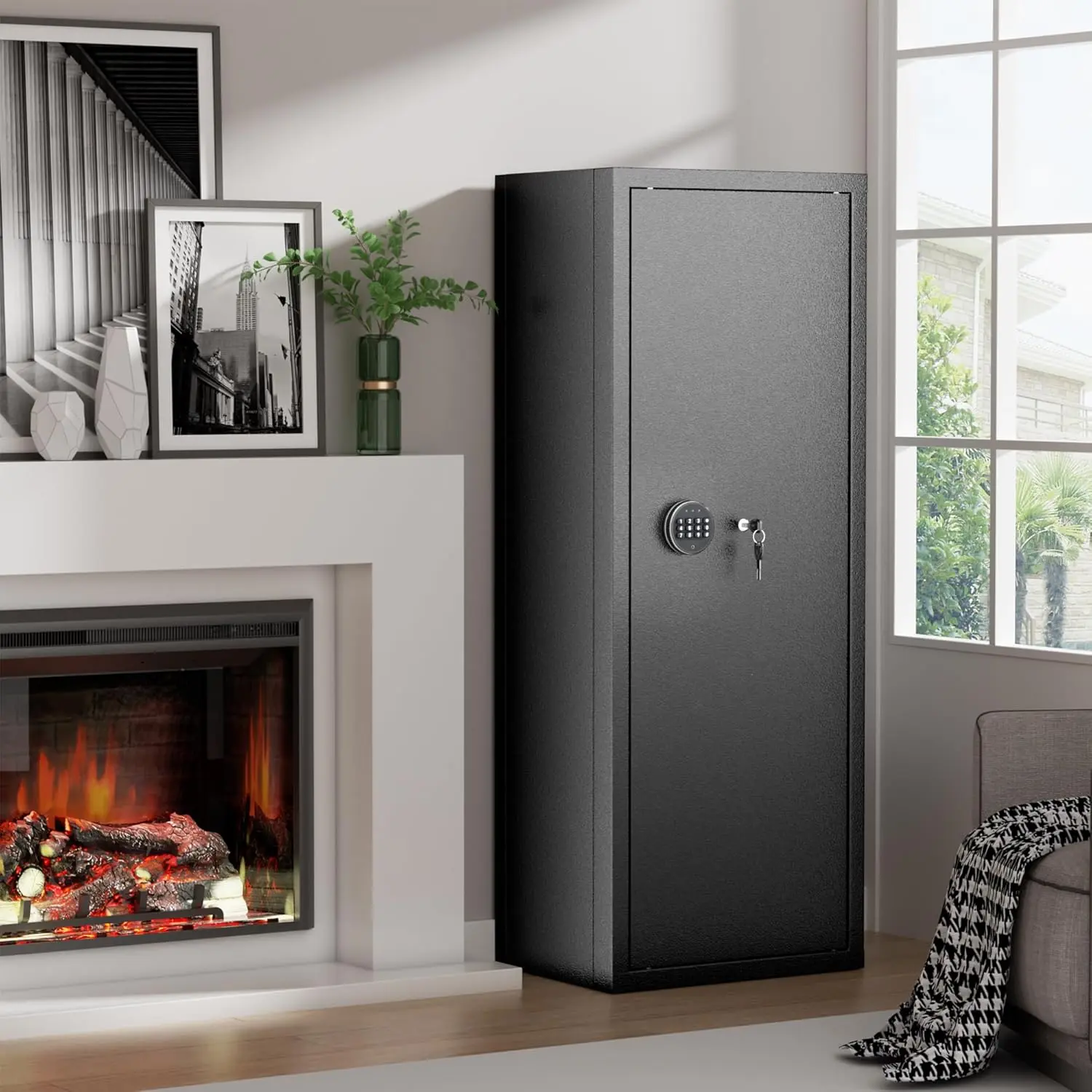 14-16 Gun Safe, Large Gun Safe for Rifles and Pistols, Quick Access Rifle Safe with 3 Removable Gun Racks and 4 Pistol Pockets, Digital Gun Cabinet with Dual Alarm and Mute Mode