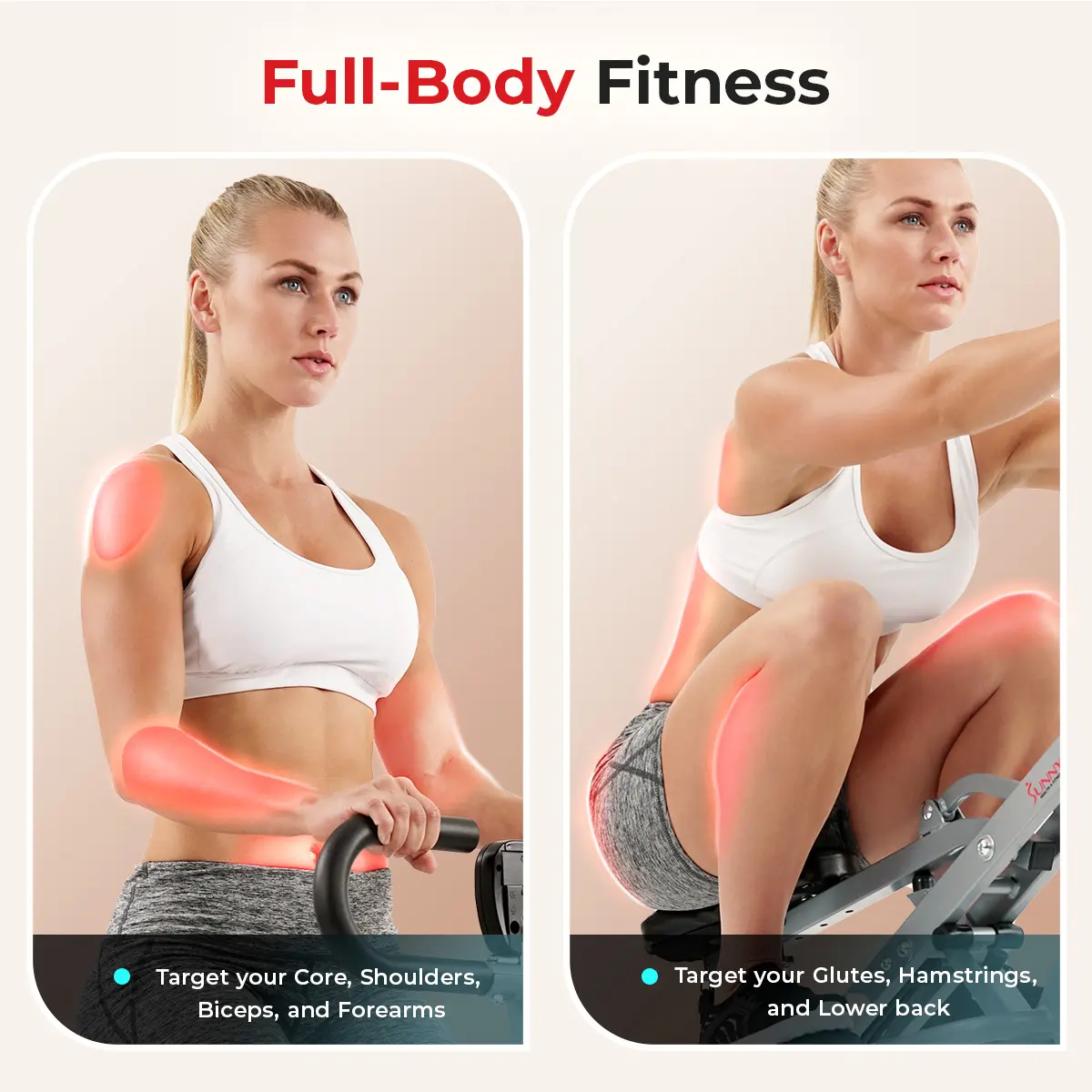 Rowing & Squat Machine – Adjustable Resistance Foldable Home Gym Workout Equipment, 300 lbs Capacity