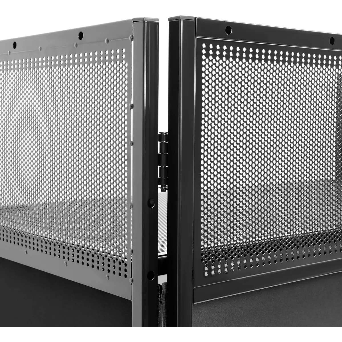 Portable DJ Booth Facade – Foldable DJ Table with Black & White Scrims, Carry Bag & Sturdy Metal Frame for Events