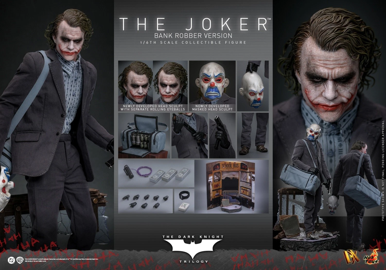 The Dark Knight: 1:6 Scale Bank Robber The Joker, Movie Masterpiece