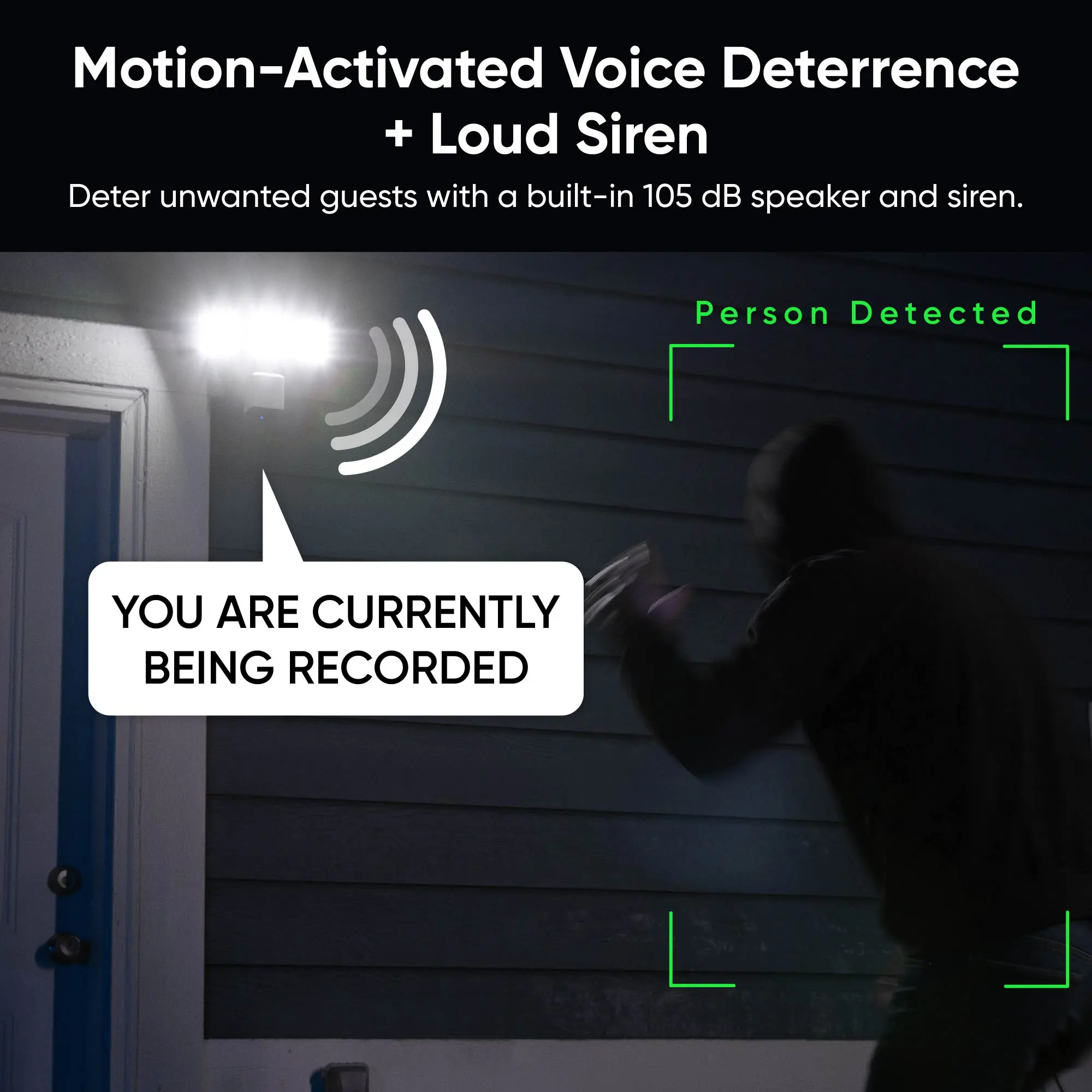 2K HD Smart Floodlight Camera – 3000 Lumen LEDs, Color Night Vision, 180° View & Motion Detection