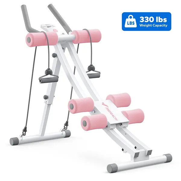 Dual Track Ab Trainer with LCD Monitor, 440lbs Weight Capacity,Foldable for Easy Storage, Ergonomic Supportive Design, Tones Waist Abs Arms Legs Hips, Ideal for Home Gym Beginners & Daily Fitness Enthusiasts