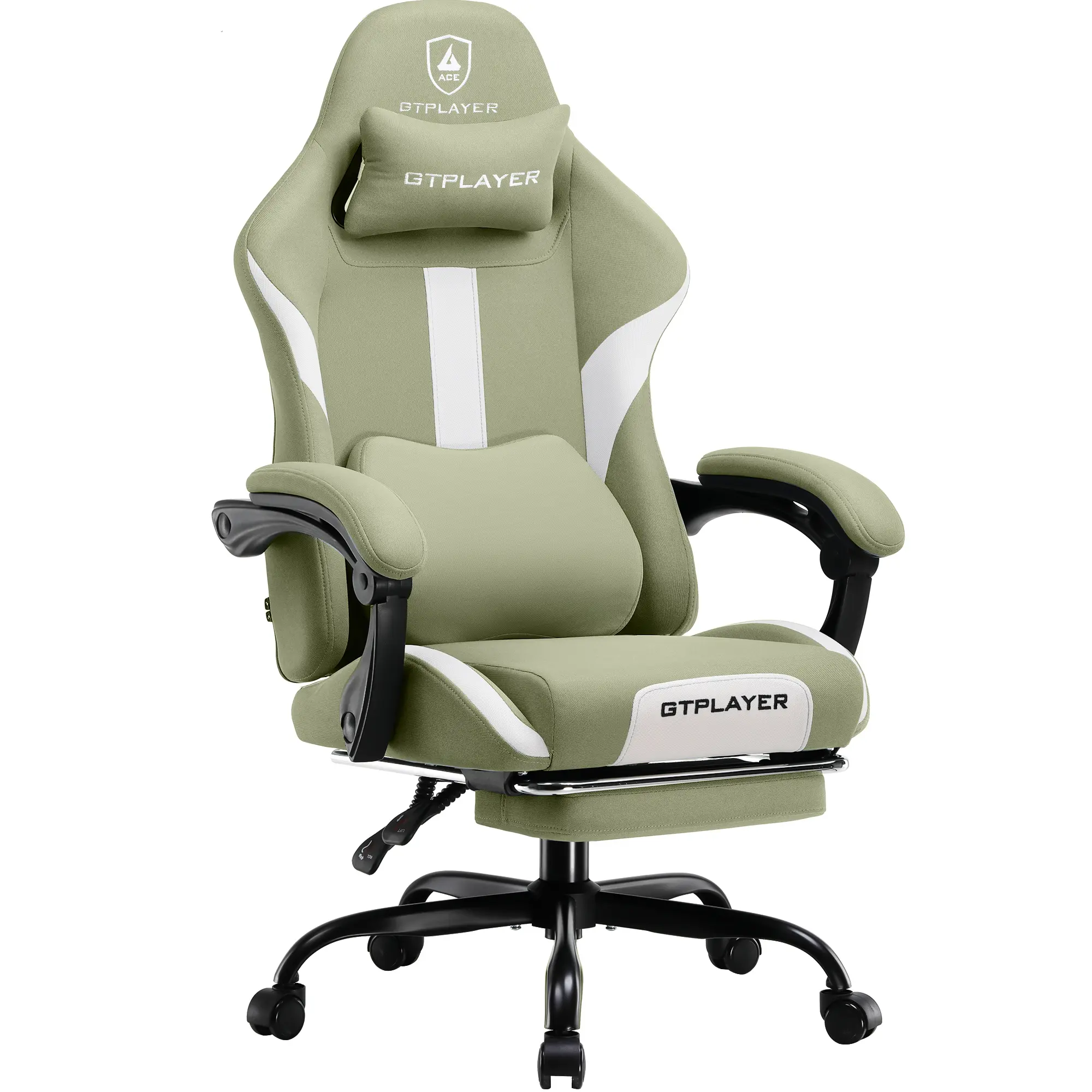 PU Leather Computer Gaming Chair - Ergonomic 360° Swivel Office & Man Cave Furniture with Padded Arms, Footrest, Lumbar Support, Headrest, Height Adjustment (Pearl White)