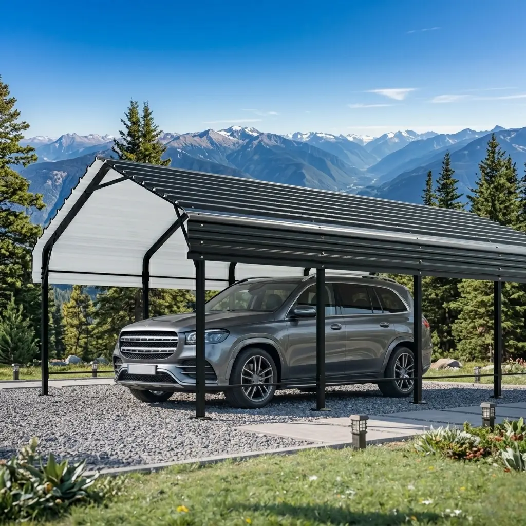 Carport, 12x20x8.5 FT Heavy Duty Steel Carport Canopy for Outdoor Activities and Events, Iron Metal Carport Garage for Pickup, Boat, Car and Tractors