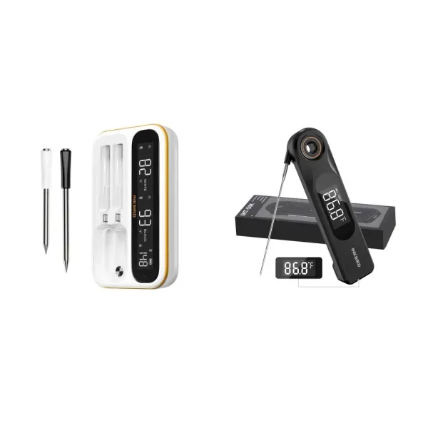 Wireless Digital Food Thermometer - WIFI & Bluetooth Portable LCD Kitchen Gadget, IP67 Waterproof Kitchen Thermometer for Grill BBQ, Cooking