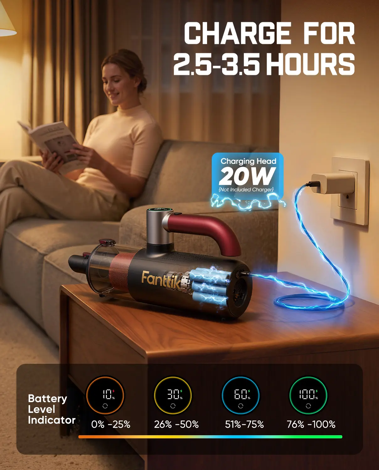 4-in-1 Cordless Handheld Vacuum – Powerful Brushless Motor, Rotating Handle & Multi-Surface Cleaning for Home & Car