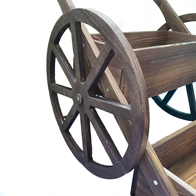2-Tier Wooden Wagon Planter Box