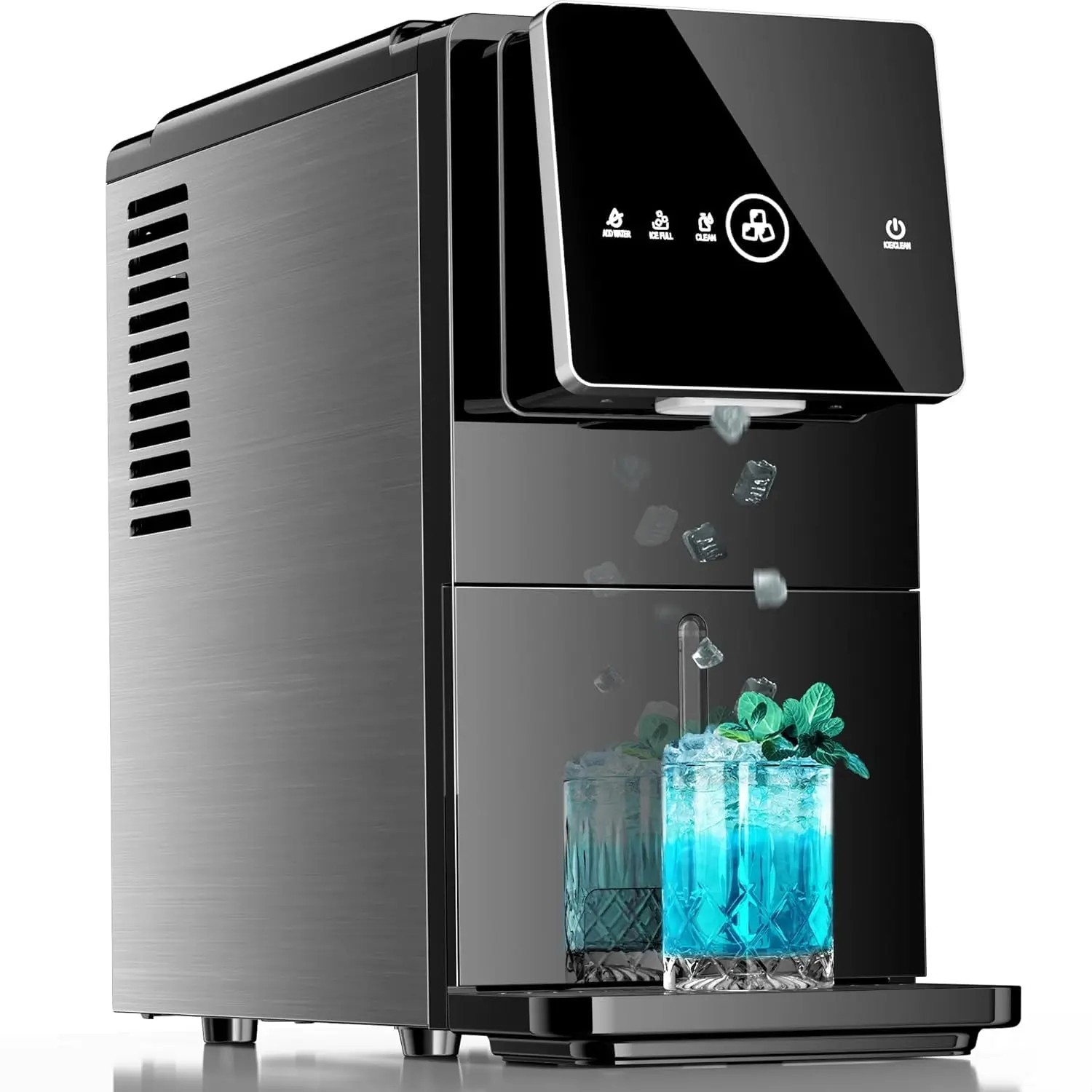 Countertop Nugget Ice Maker 24lbs/Day Self-Cleaning Sonic Ice Maker 1.8L Water Tank Touch Screen Auto Ice Drop for Home Office Kitchen