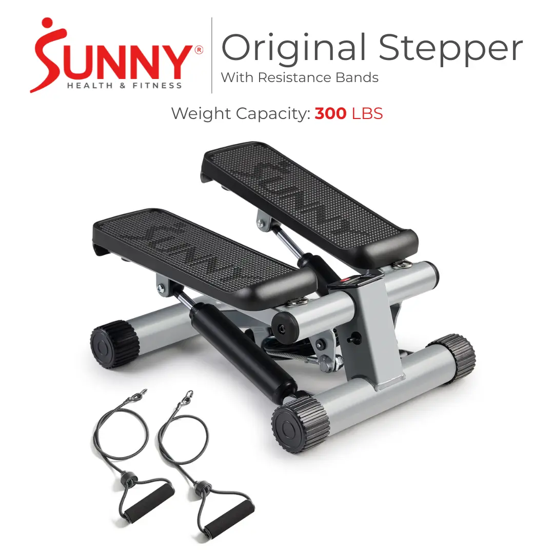 Original Mini Stepper with Resistance Bands Whole Body Workout Home Gym Fitness Equipment Quiet Hydraulic Drive Compact Cardio Exercise Machine
