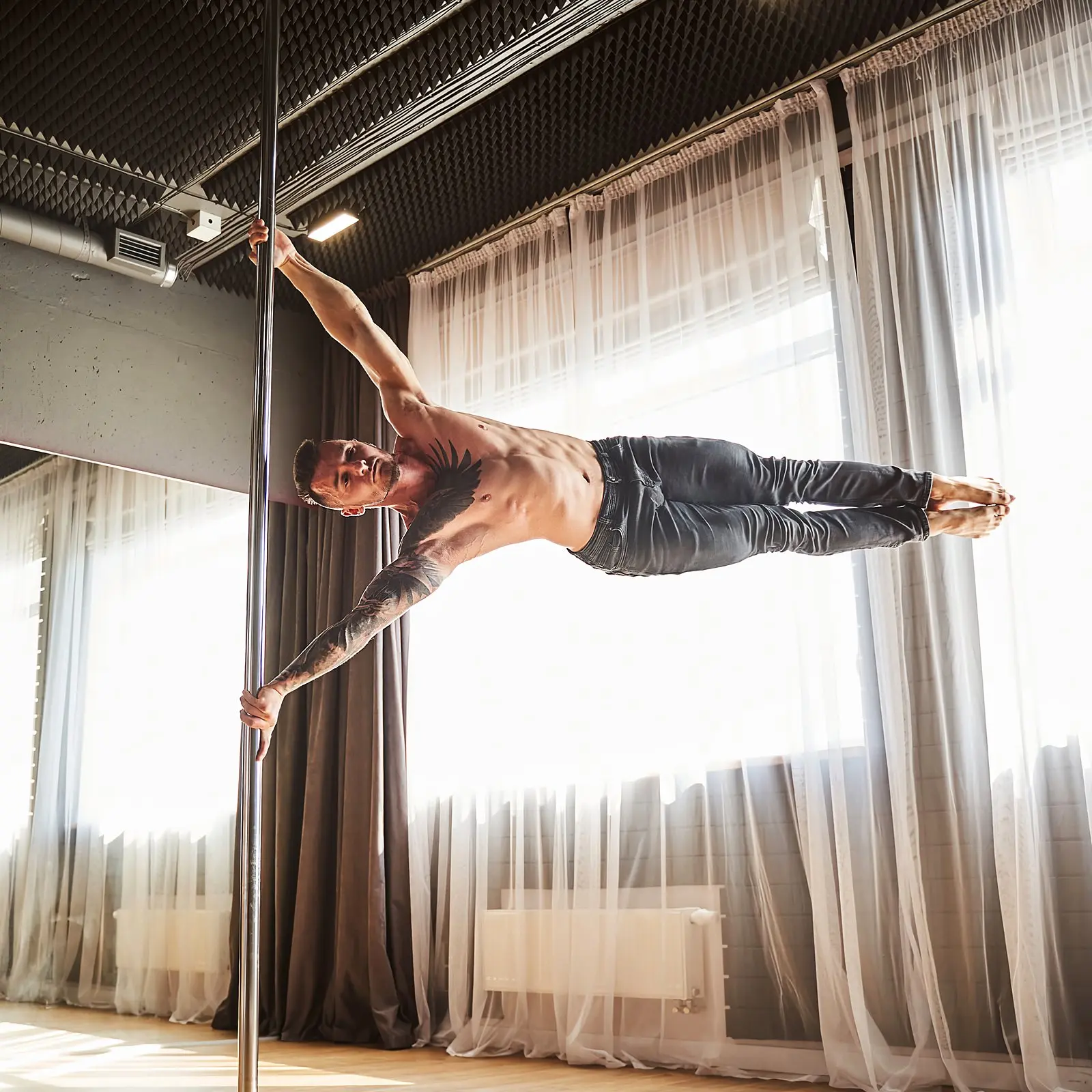 【fathersdaygift】Professional Dancing Pole Spinning Static Dancing Pole KitPortable Removable Pole45mm Heavy-Duty Stainless Steel PoleHeight Adjustable Fitness Polefor Exercise Home Club