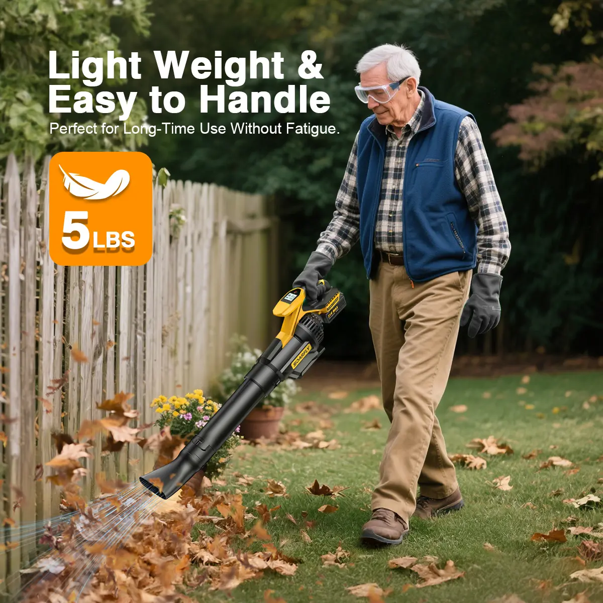 Leaf Blower, Cordless Electric Leaf Blower, 650CFM/130MPH Handheld Blower, 2×4.0Ah Batteries, Fast Charger, 3 Speed Modes for Lawn Care, Leaves, Dust and Snow