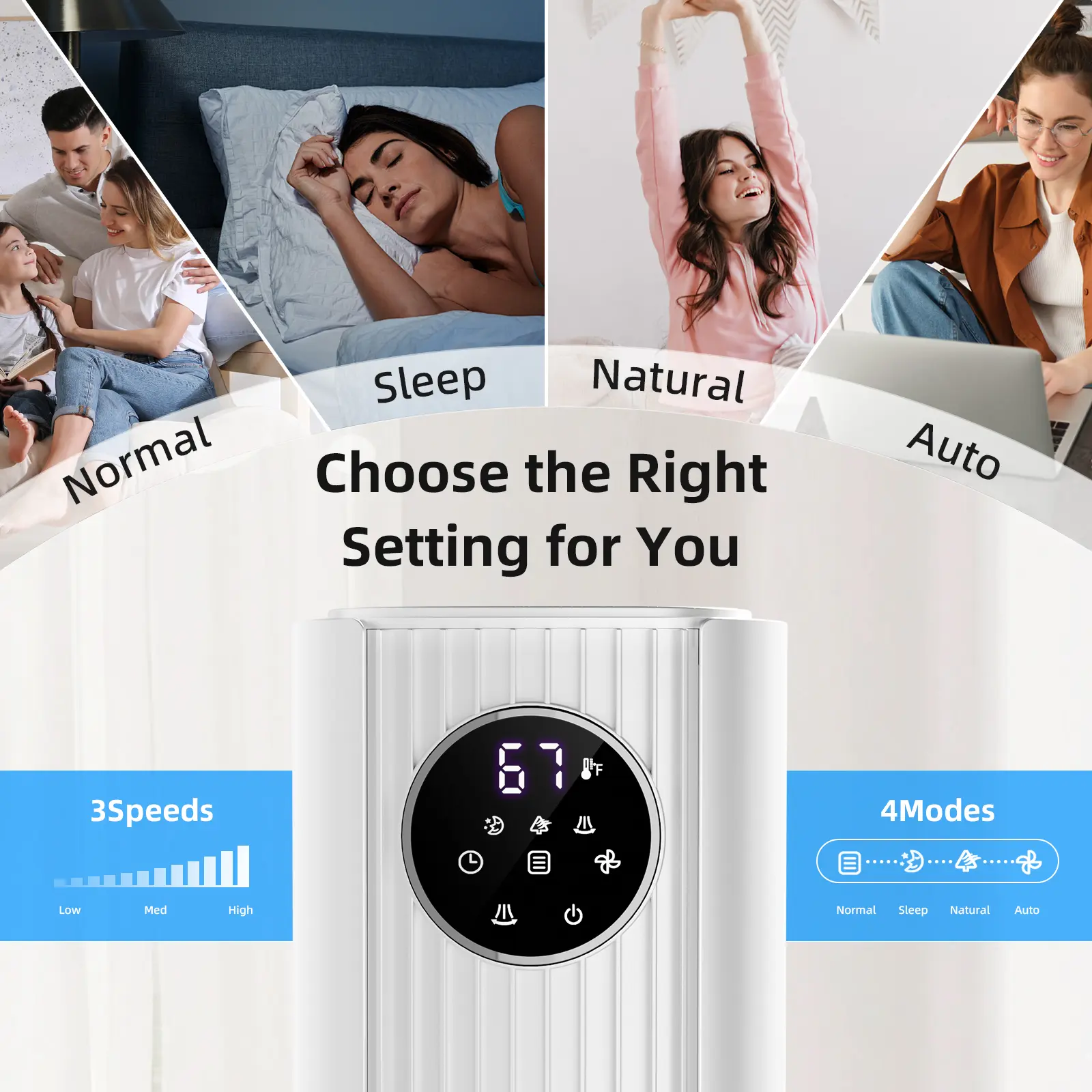 Tower Fan - Bladeless, Remote Control, 85° Oscillation