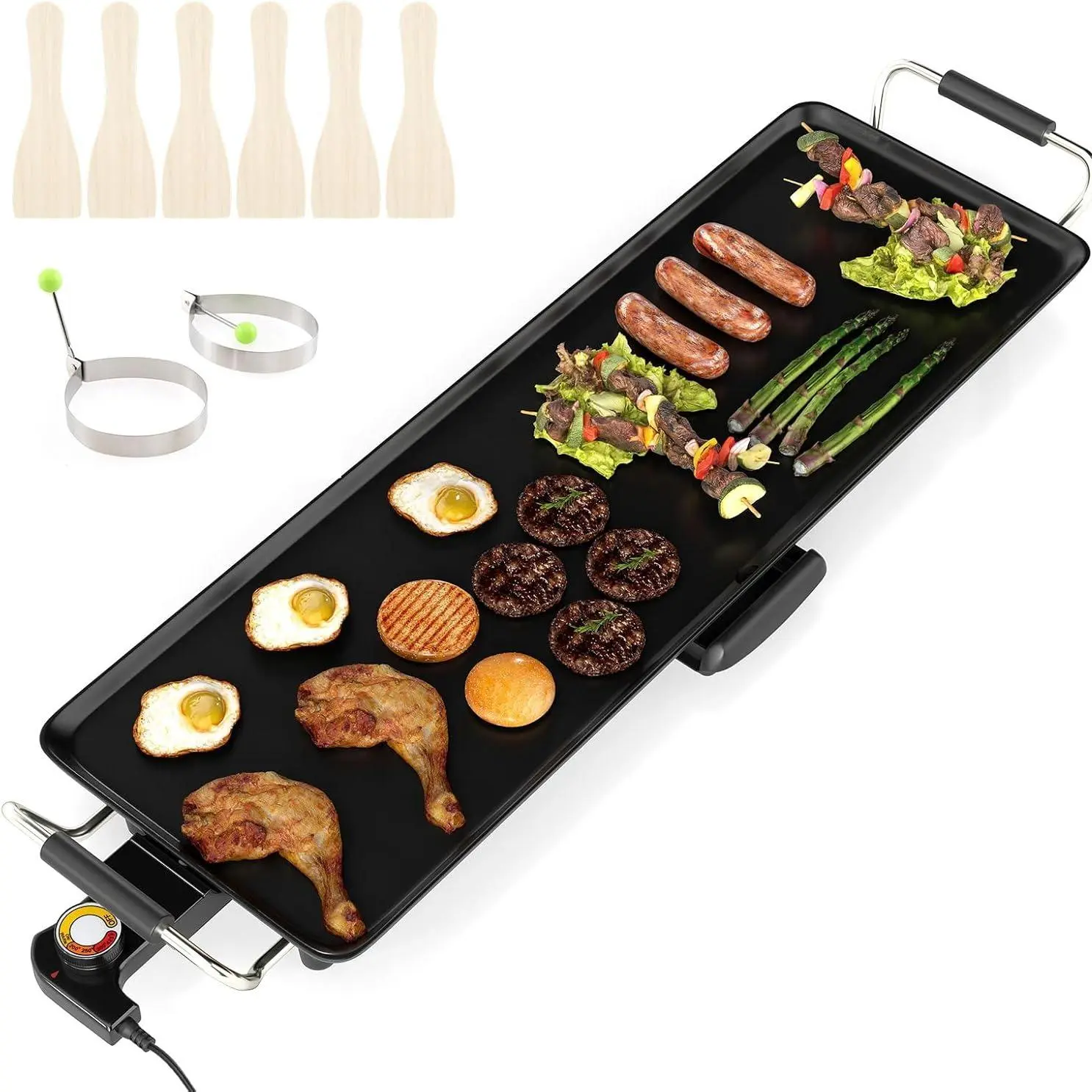 Electric Smokeless Griddle Grill – Adjustable Temperature, Nonstick Cooking Surface for Indoor & Outdoor BBQ Parties