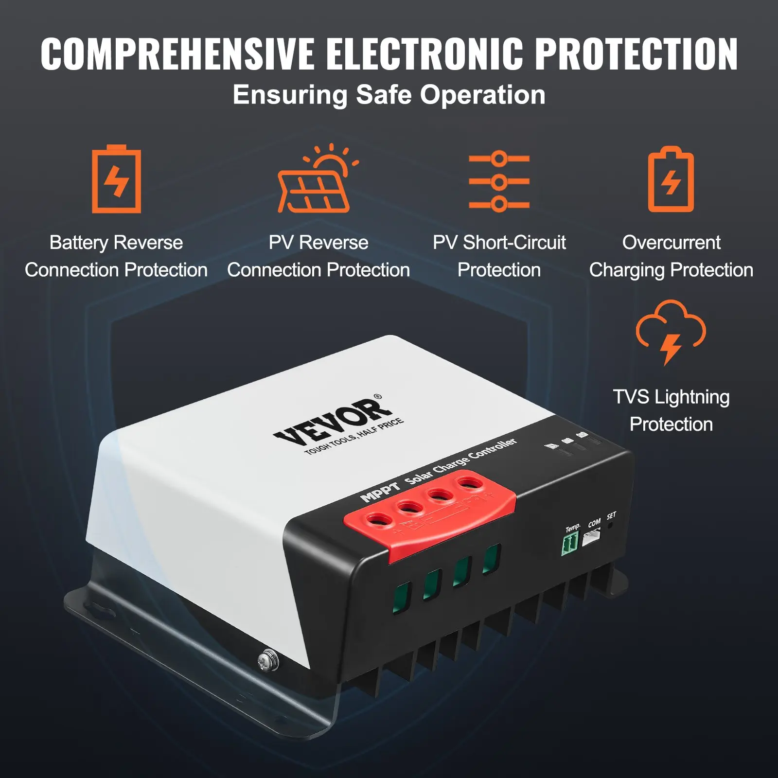 Pro-Grade 50A  Solar Charge Controller - 12V/24V Auto DC Input Panel Regulator Charger with Bluetooth Module for Lithium, Sealed, Gel & AGM Batteries, Off-Grid RV & Marine System