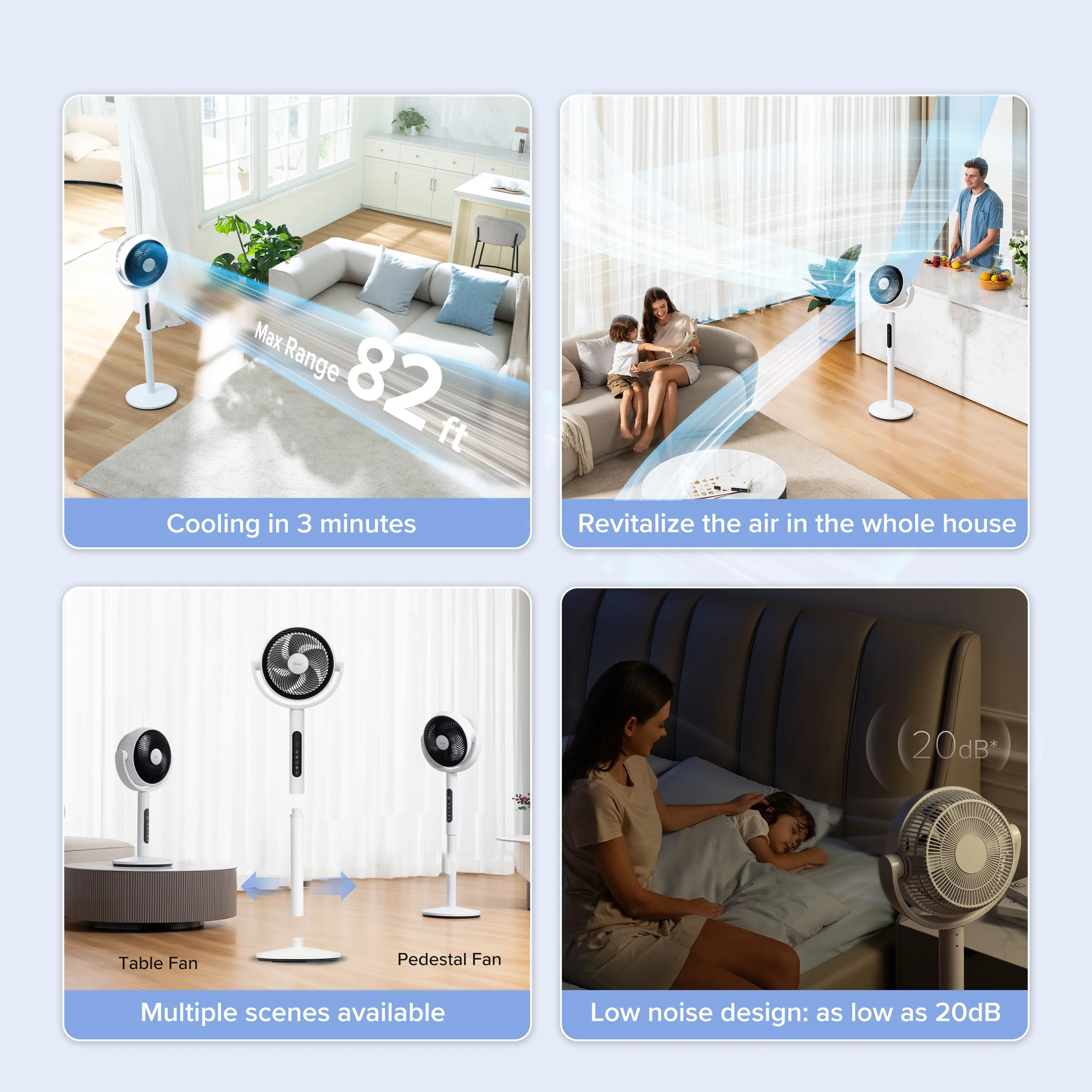 Portable Tower Cooling Fan with 9 Speeds, Ultra-Quiet 20dB, Remote Control & Pedestal/Tabletop Modes