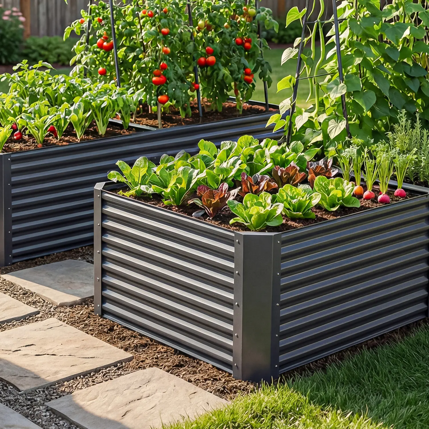 1/2 pcs Raised Garden Bed Kit, with Gloves & Tension Bar, Outdoor Patio Planter Box for Plants Vegetables Flowers
