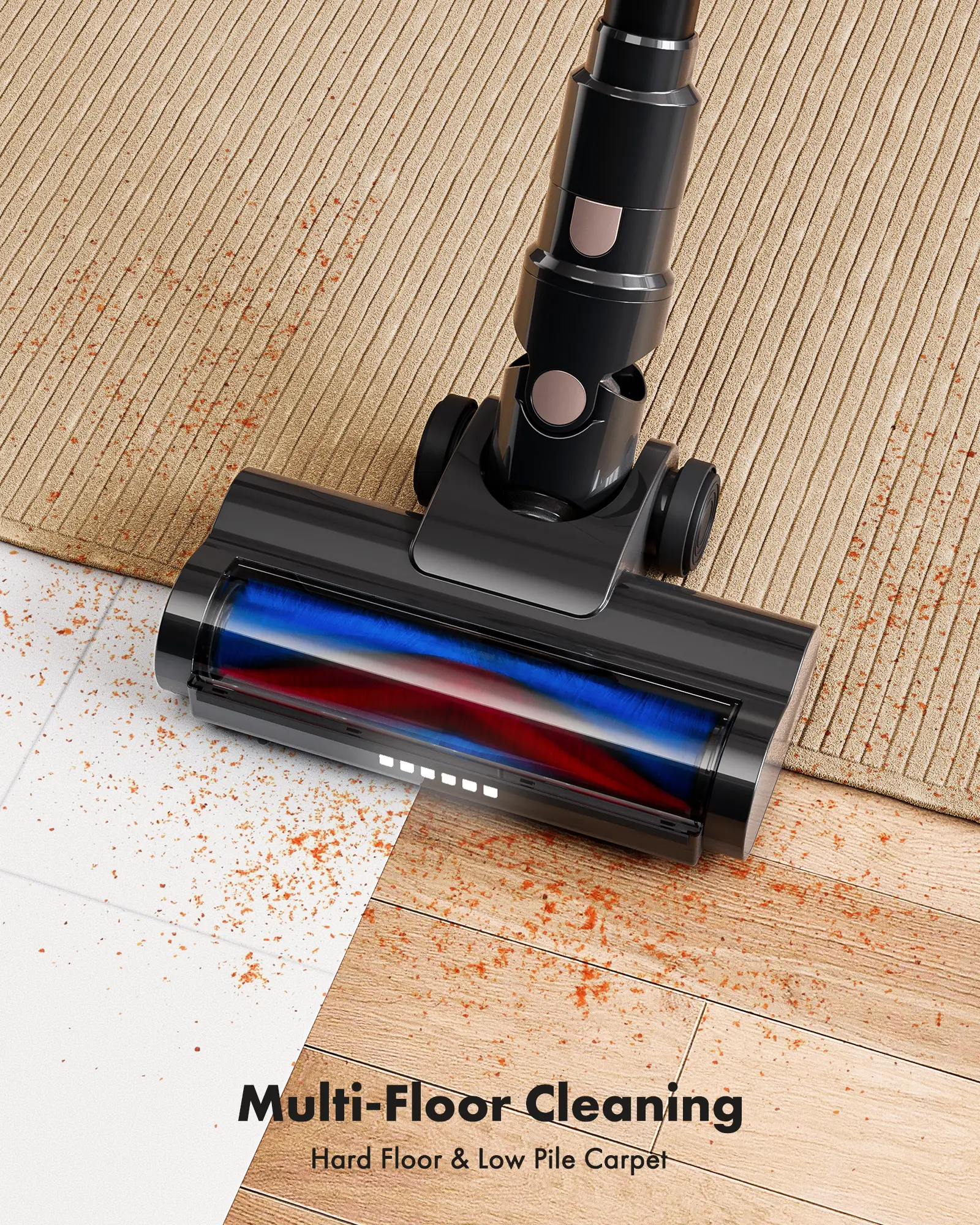 【 2026 newly upgraded】cordless vacuum features an 8-in-1 lightweight design with up to 45 minutes of runtime and 33Kpa of powerful suction. This rechargeable cordless vacuum is ideal for carpets, tiles, pet hair, and hardwood floors.