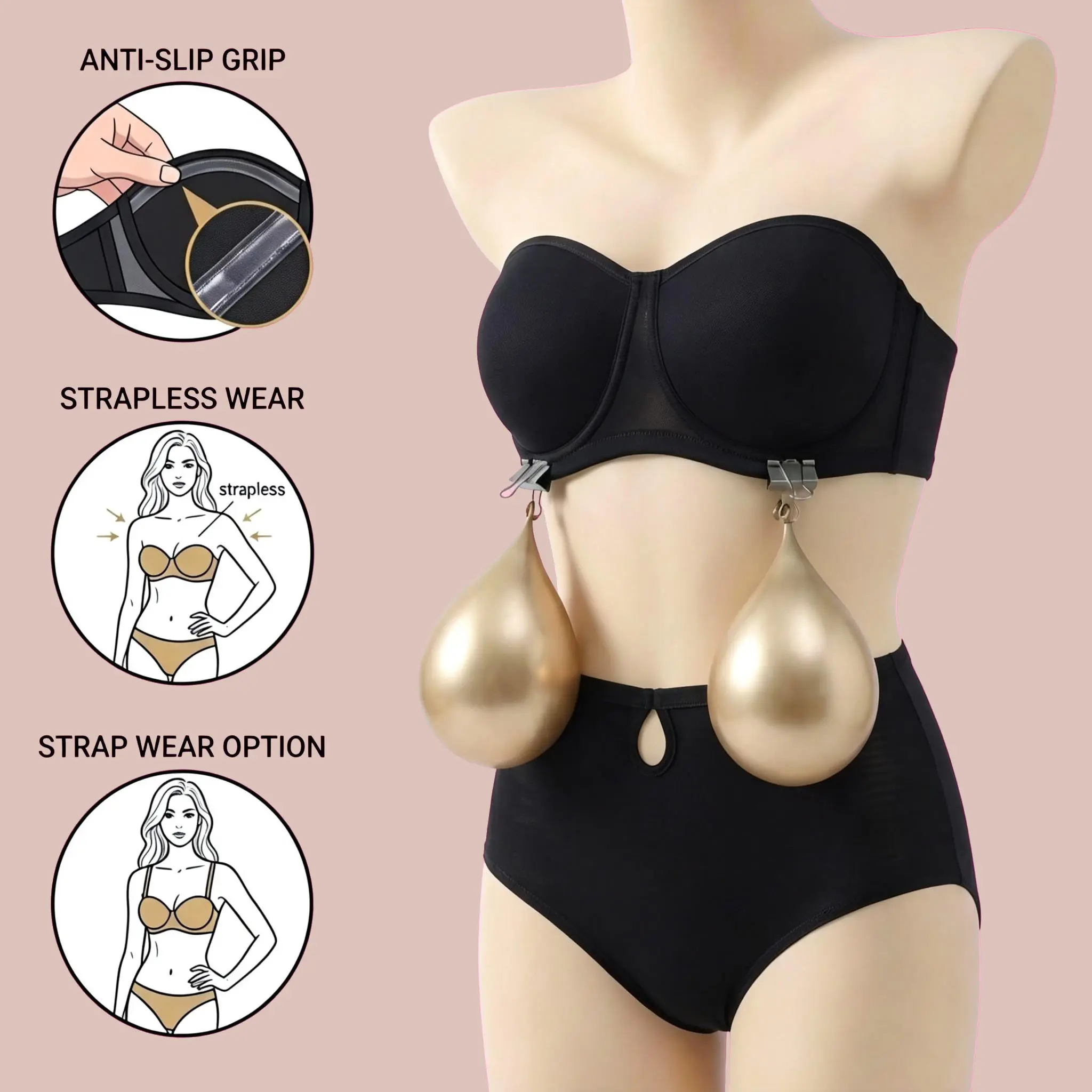Women's Convertible Strapless Minimizer Bra