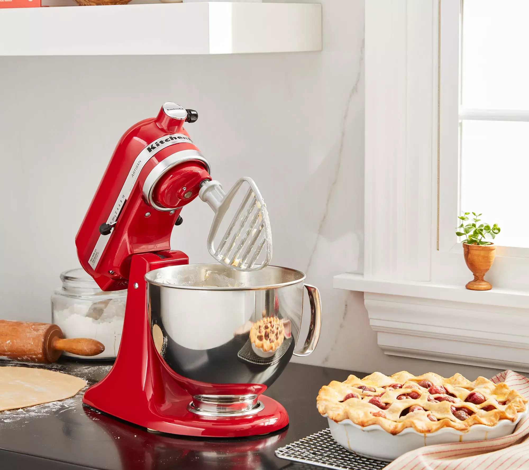 5QT Artisan Stand Mixer – Powerful Kitchen Mixer with Pastry Beater & Flex Edge Beater for Effortless Baking