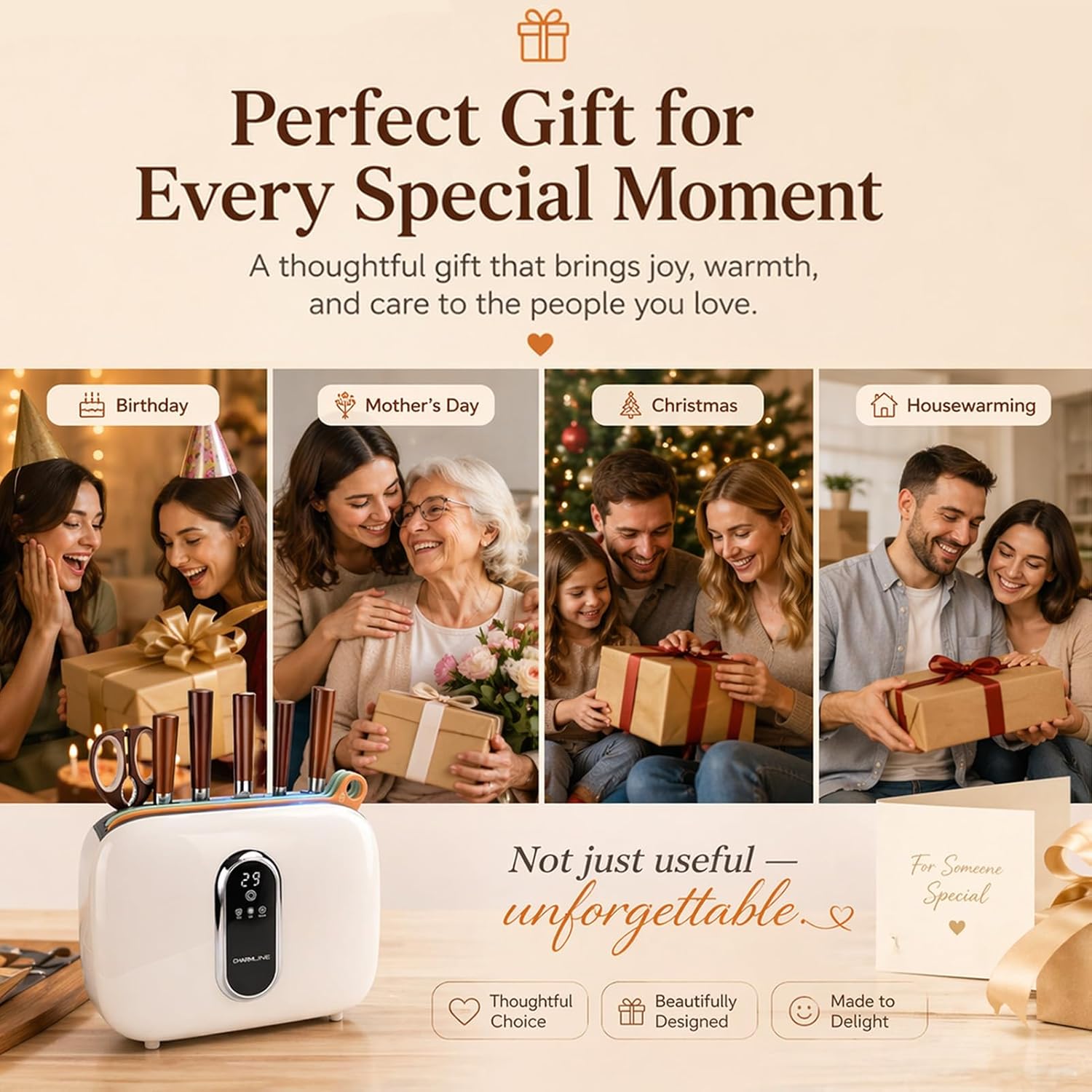 Mother’s Day Special – Smart Cutting Board & Knife Set – Self-Cleaning, Auto-Drying, Space-Saving Kitchen Organizer