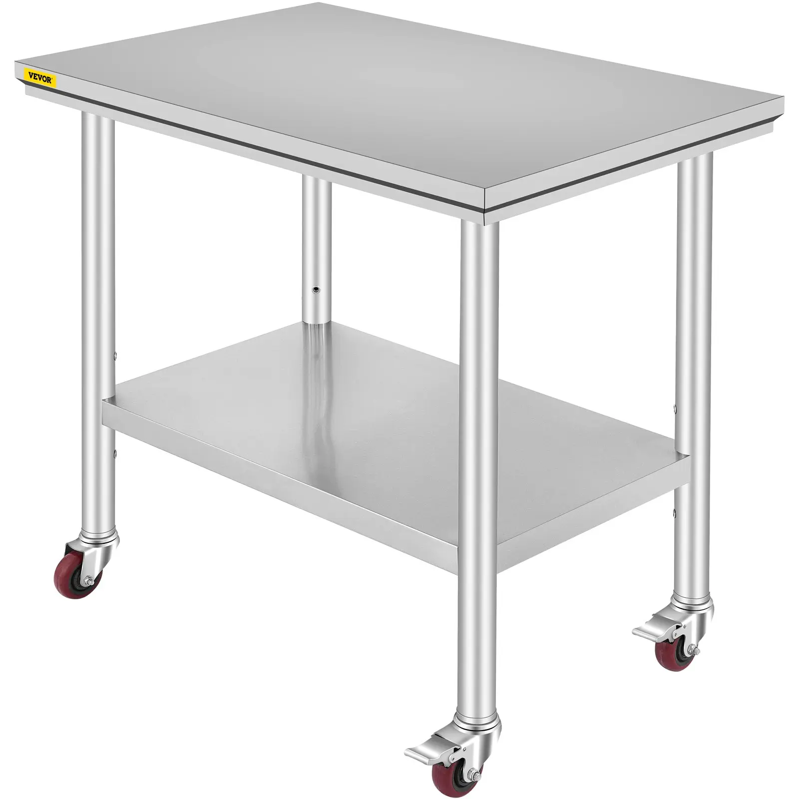 Stainless Steel Work Table, Various specifications, With 4 Wheels Heavy Duty Commercial Food Prep Worktable with Brake for Kitchen Prep Work,Stainless Steel Work Table
