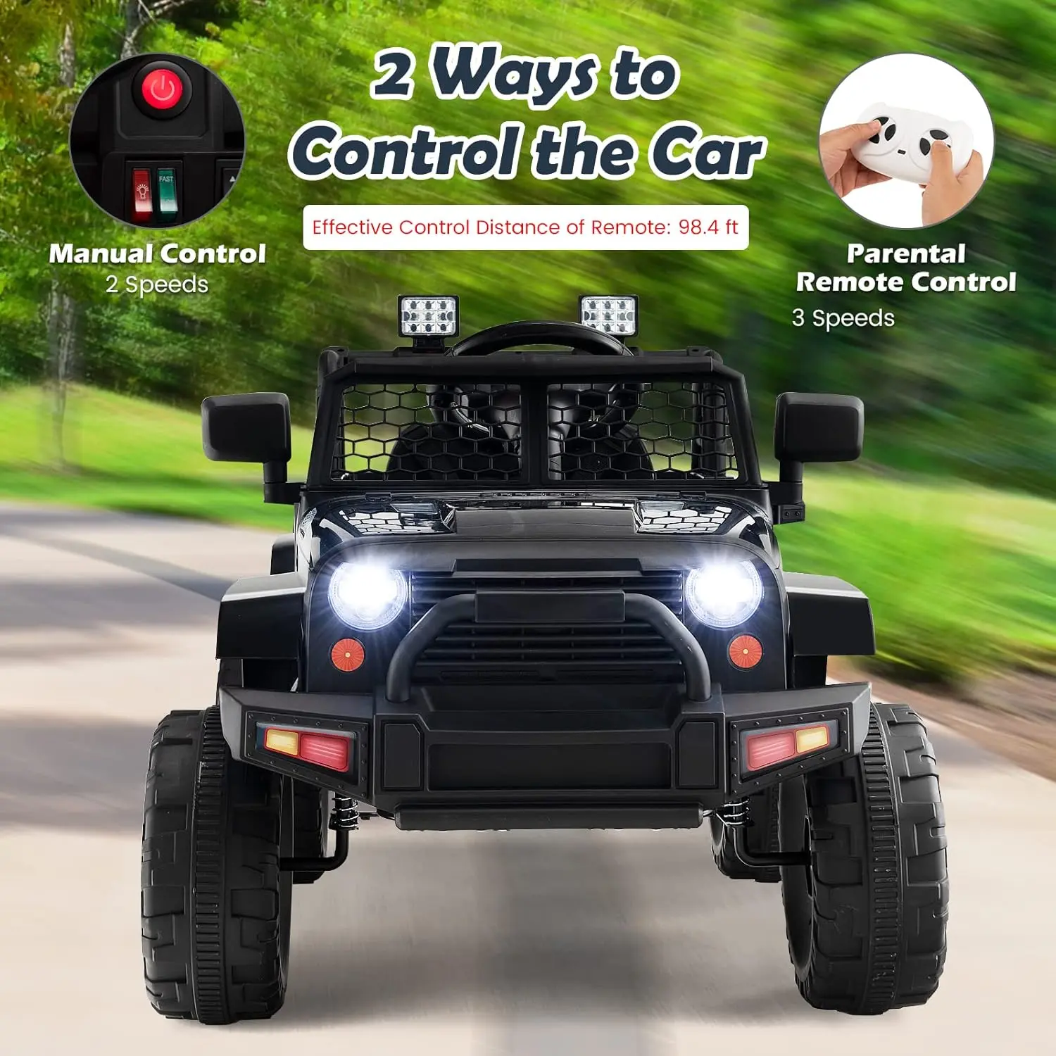 12V Kids Ride-On Truck – Battery Powered Car with Remote Control, Suspension, LED Lights, Music & MP3/USB Ports