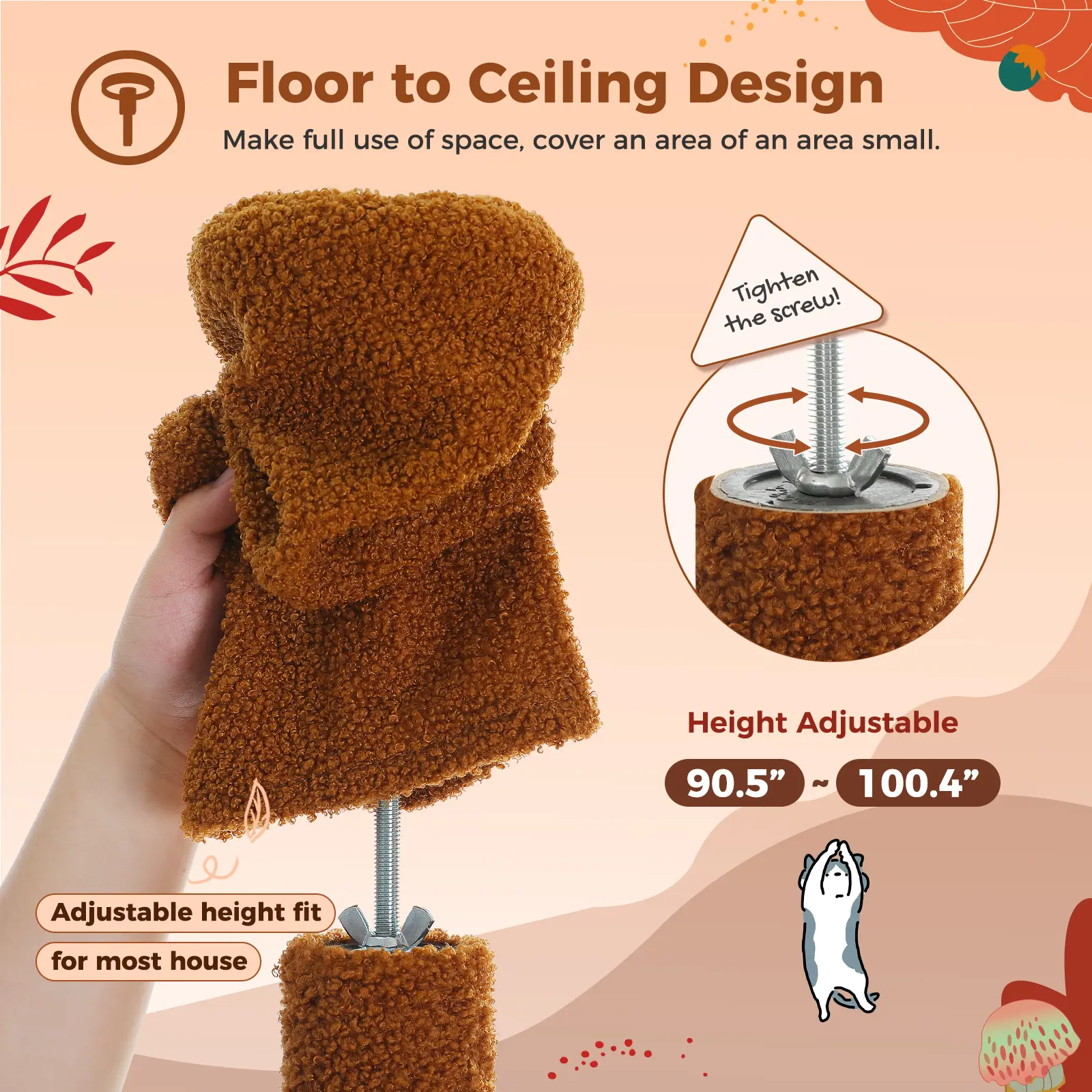 SpaceSaver™ Floor-to-Ceiling Cat Tower