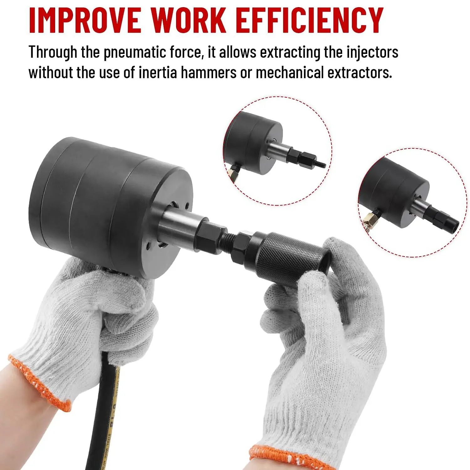 Pneumatic Injector Puller Kit for Diesel Engines 21pcs Diesel Injector Extractor Tool with Air Inlet Hose
