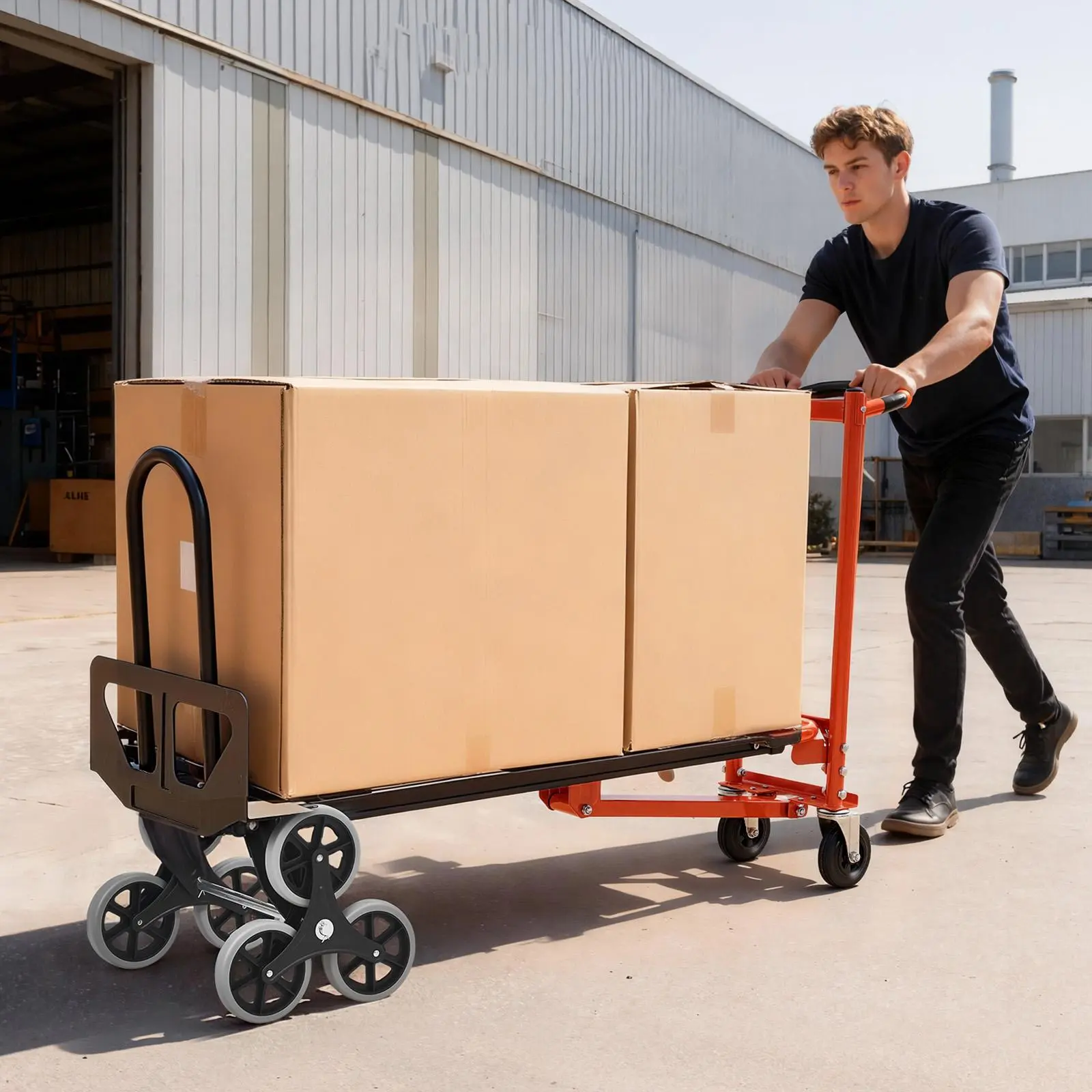 3 in 1 Industrial Convertible Stair Climbing Cart, 770 lbs Max Load, Folding Hand Truck Dolly with Handle & Wheels, Stair Climbing Utility Trolley for Transport & Moving