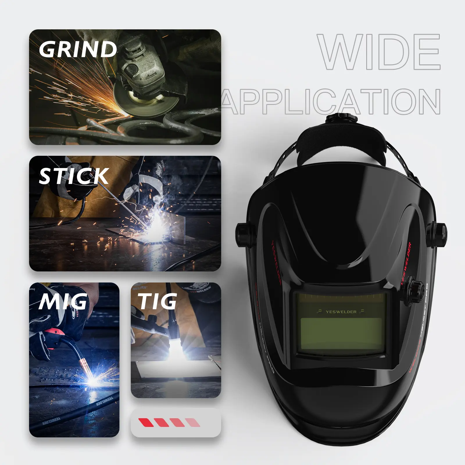 110V 135Amp Flux Core MIG Welder with LYG-L600A Welding Helmet | Gasless MIG/Lift TIG/Stick 3-in-1 Digital Display Welding Machine