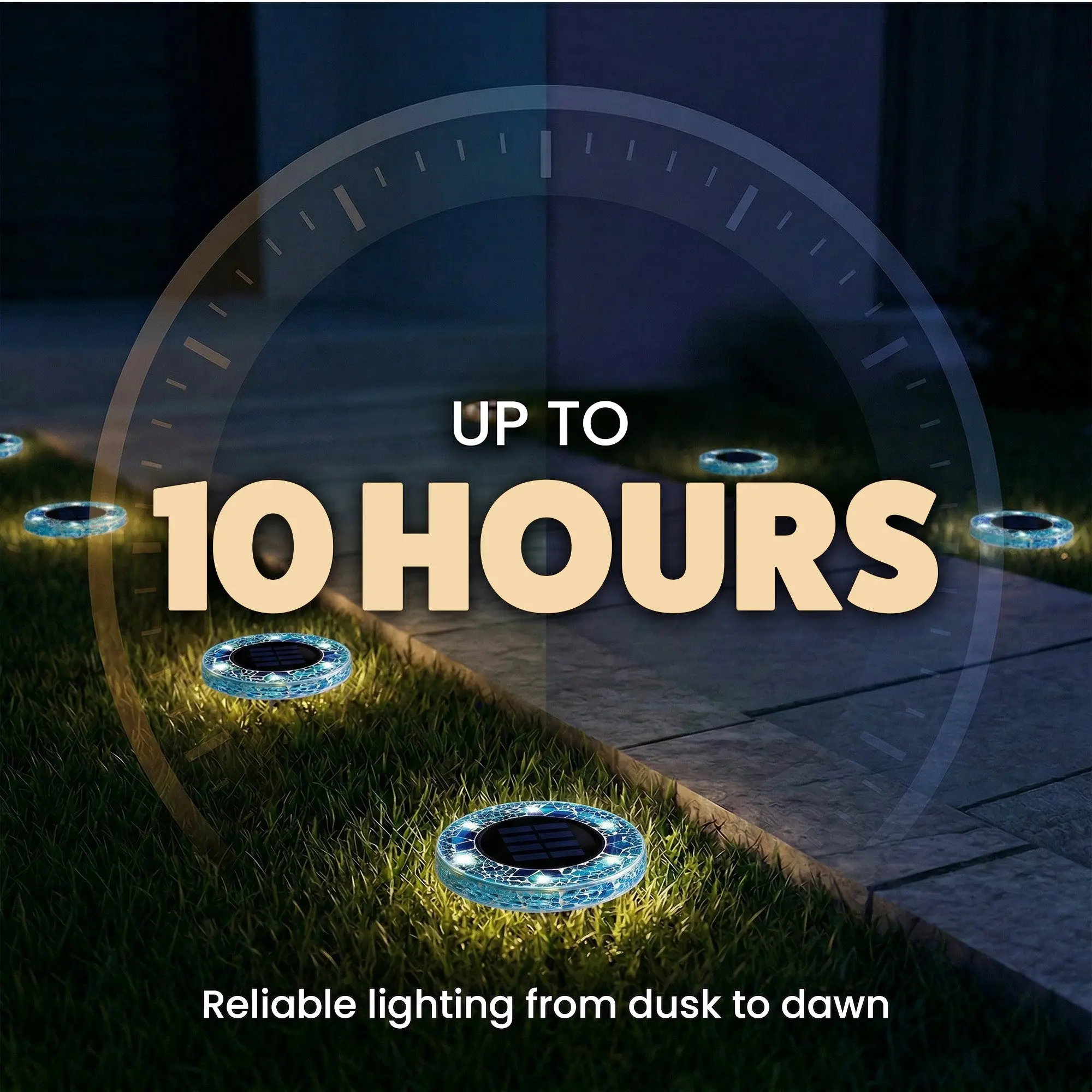 Solar Outdoor Mosaic Disk Lights, Waterproof Decorative Pathway LED Light, Auto On/Off