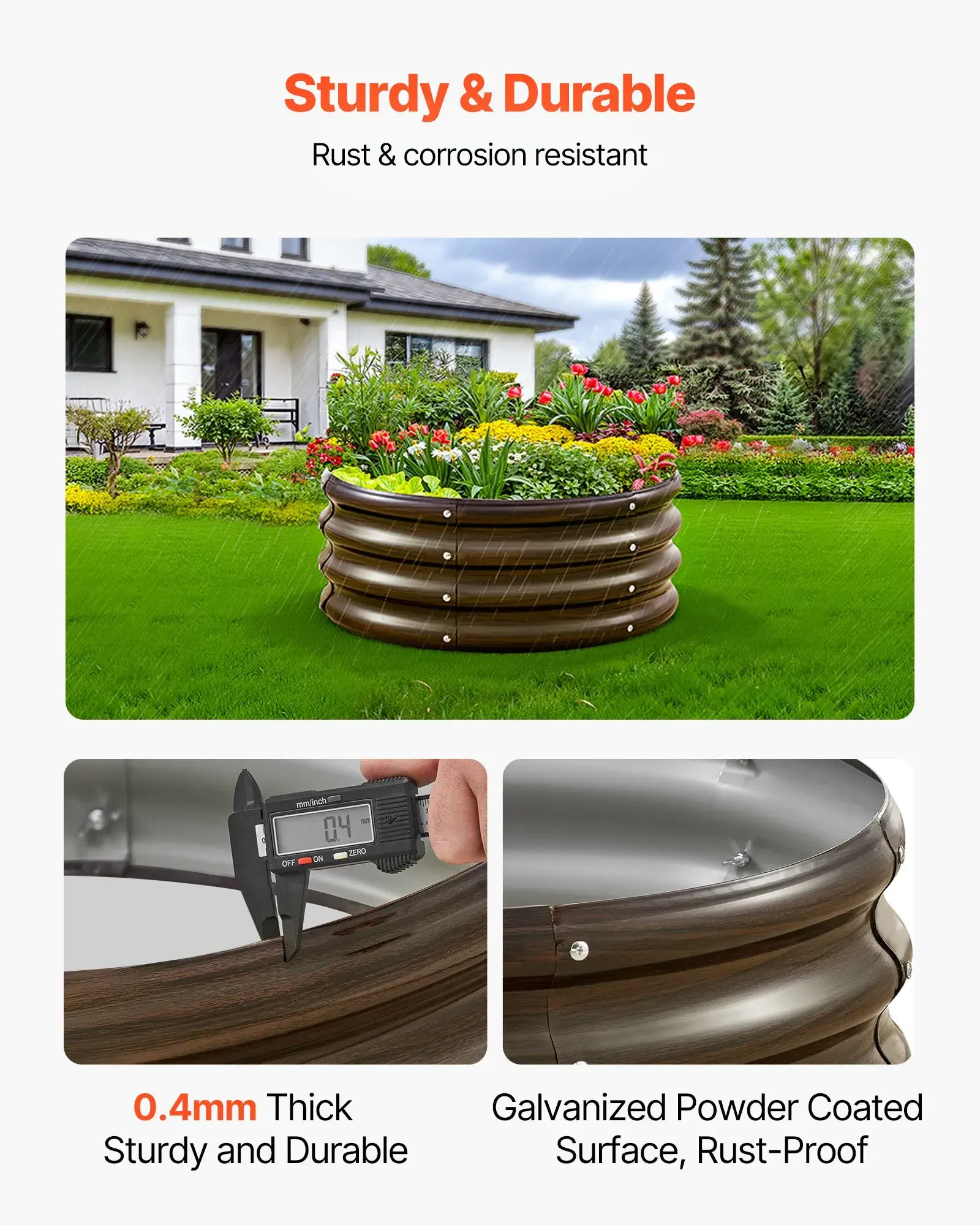3PCS Raised Garden Beds 2x2x1 ft Outdoor Galvanized Metal Planter Boxes with Open BottomWood Grain Design