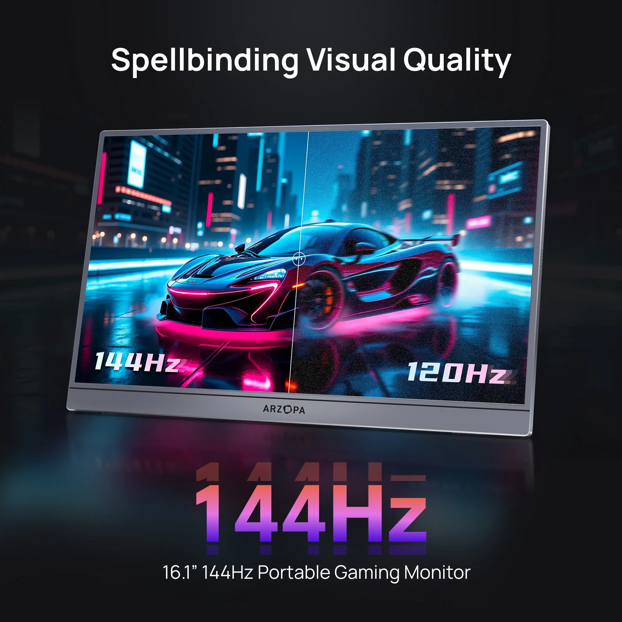 16.1'' Portable Gaming Monitor – 144Hz FHD Display with Kickstand, Perfect Second Screen for Gaming & Work