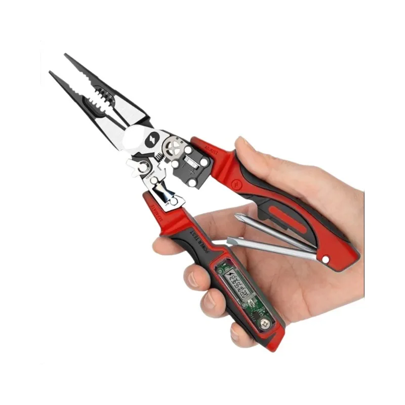Digital Display Needle Nose Electrician Pliers, Multifunctional Voltage Test Wire Stripper Wire Wrapping & Splitting Hand Tool