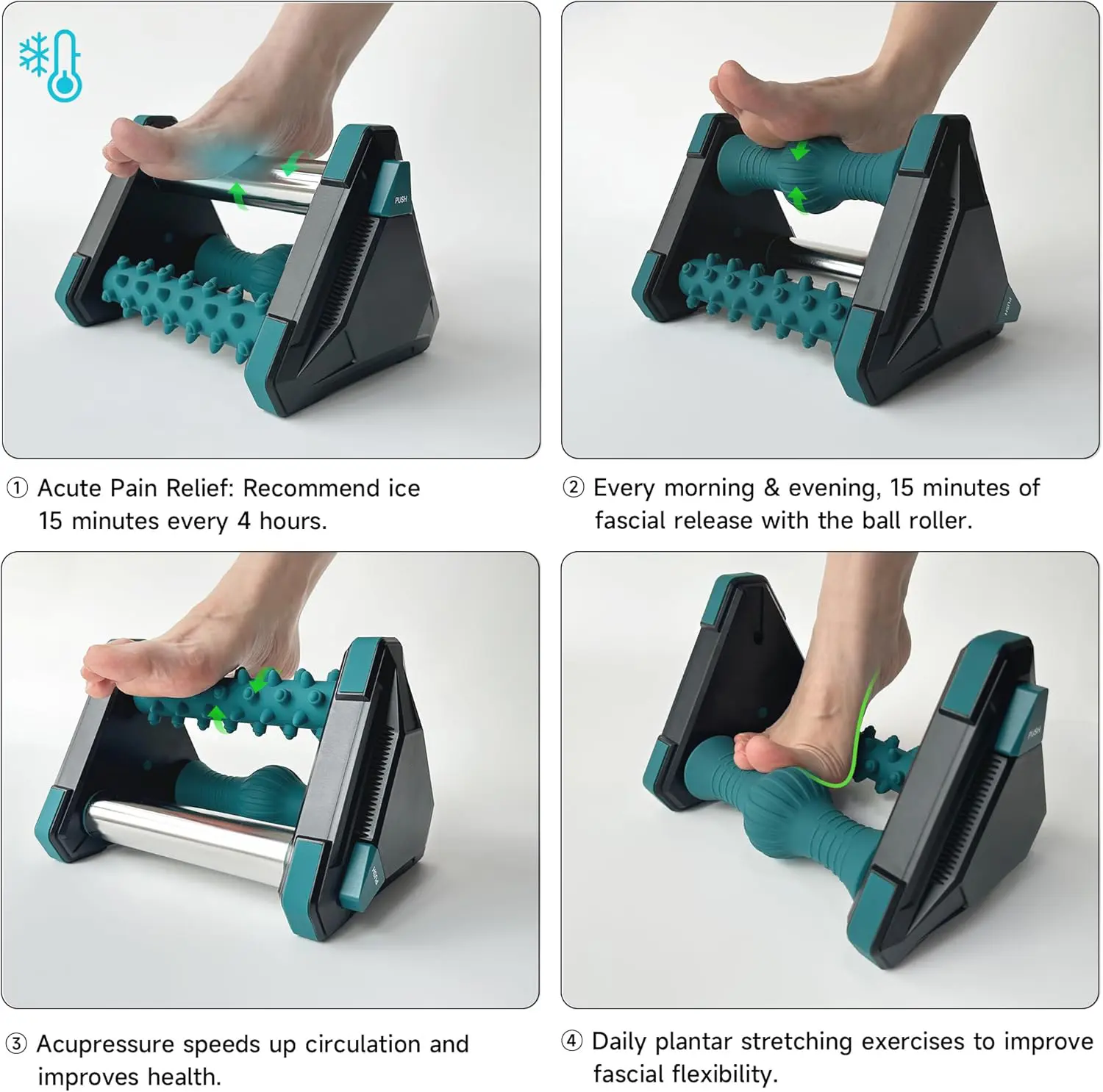 Foot Massager for Circulation and Pain Relief, Reflexology Massage Tools with Ice Pack, Foot Roller for Neuropathy Pain Relief, Foot Health