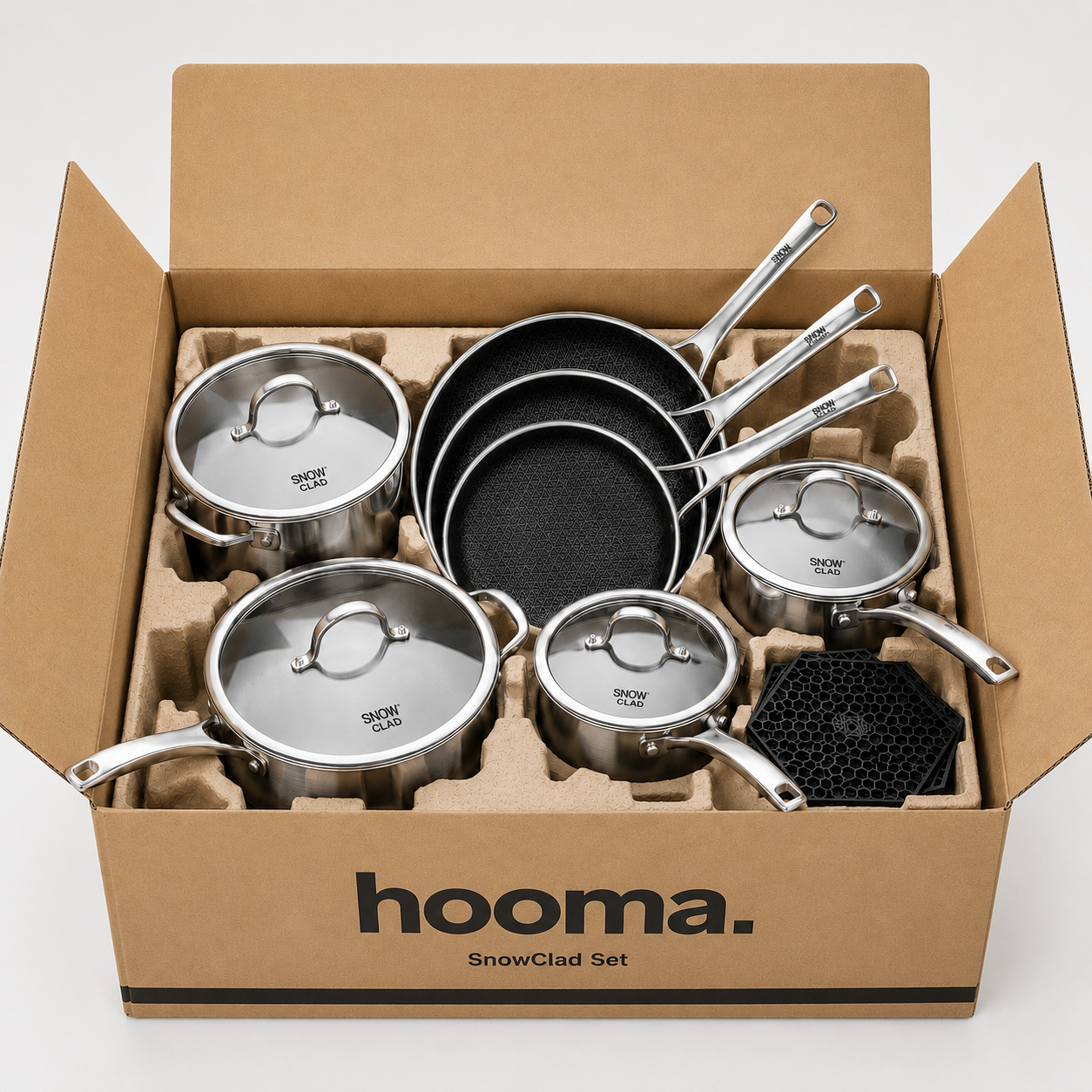 Pots and Pans Set Non Stick, 14 Pcs Hybrid Stainless Steel Cookware Sets