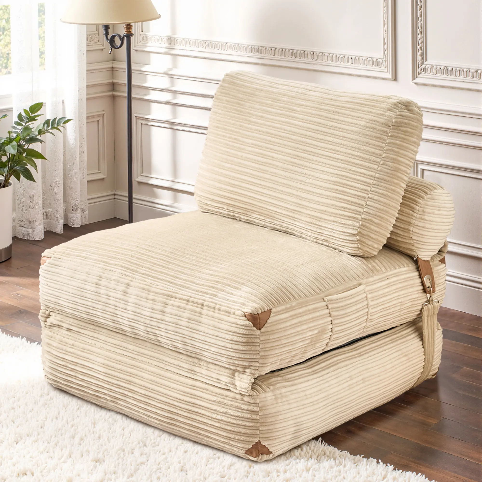 Foldable Cloud Sofa Bed,Convertible Sleeper Chair with Pillow Foldable Mattress with Back Support, Portable Fold Out Chair Bed Comfy Floor Sofa Lounge for Living Room Bedroom