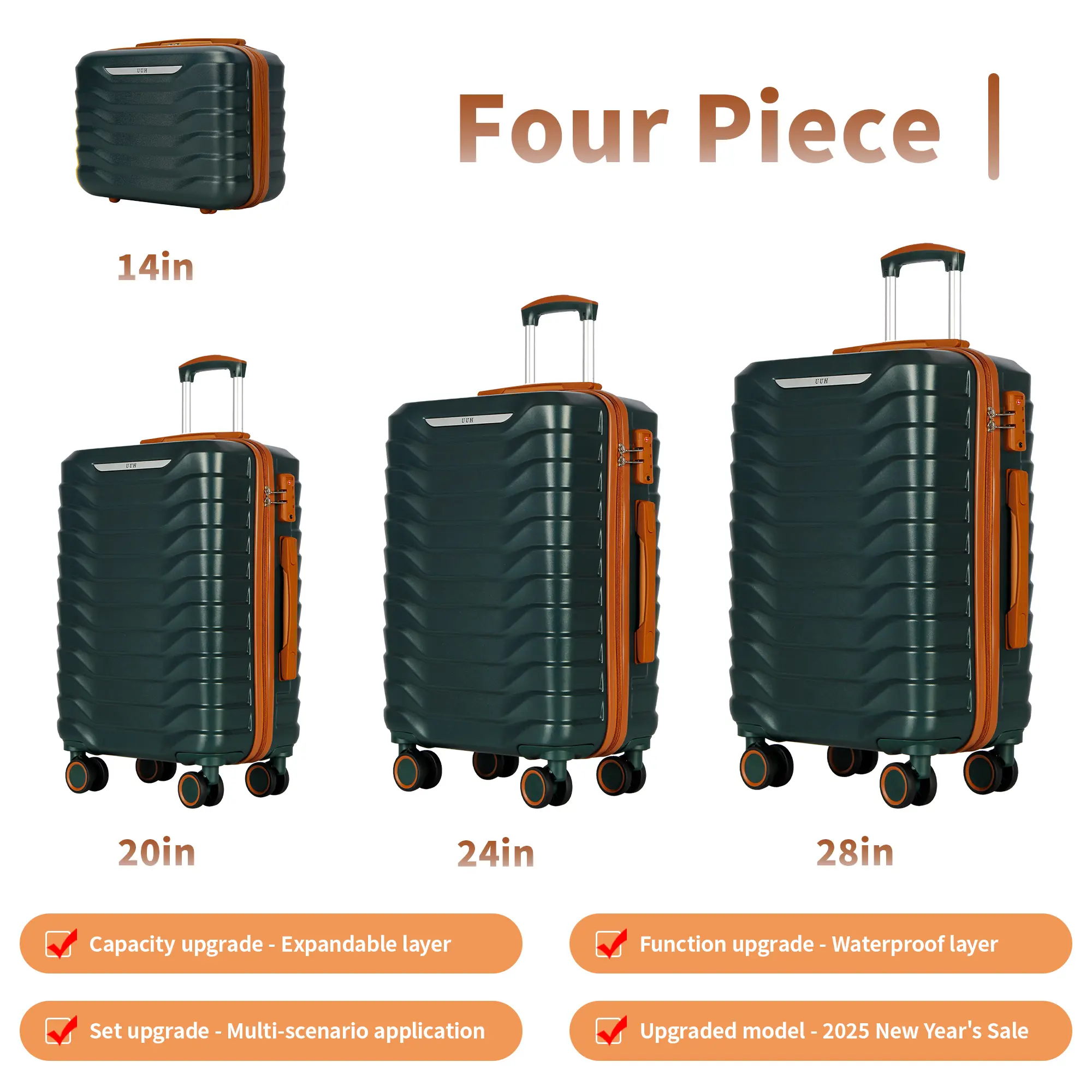 Expandable Luggage Sets 9pcs/8pcs/7pcs/4pcs Suitcase Sets With Water-Proof and Expandable Layer Makeup Bag Side Hooks And TSA Lock